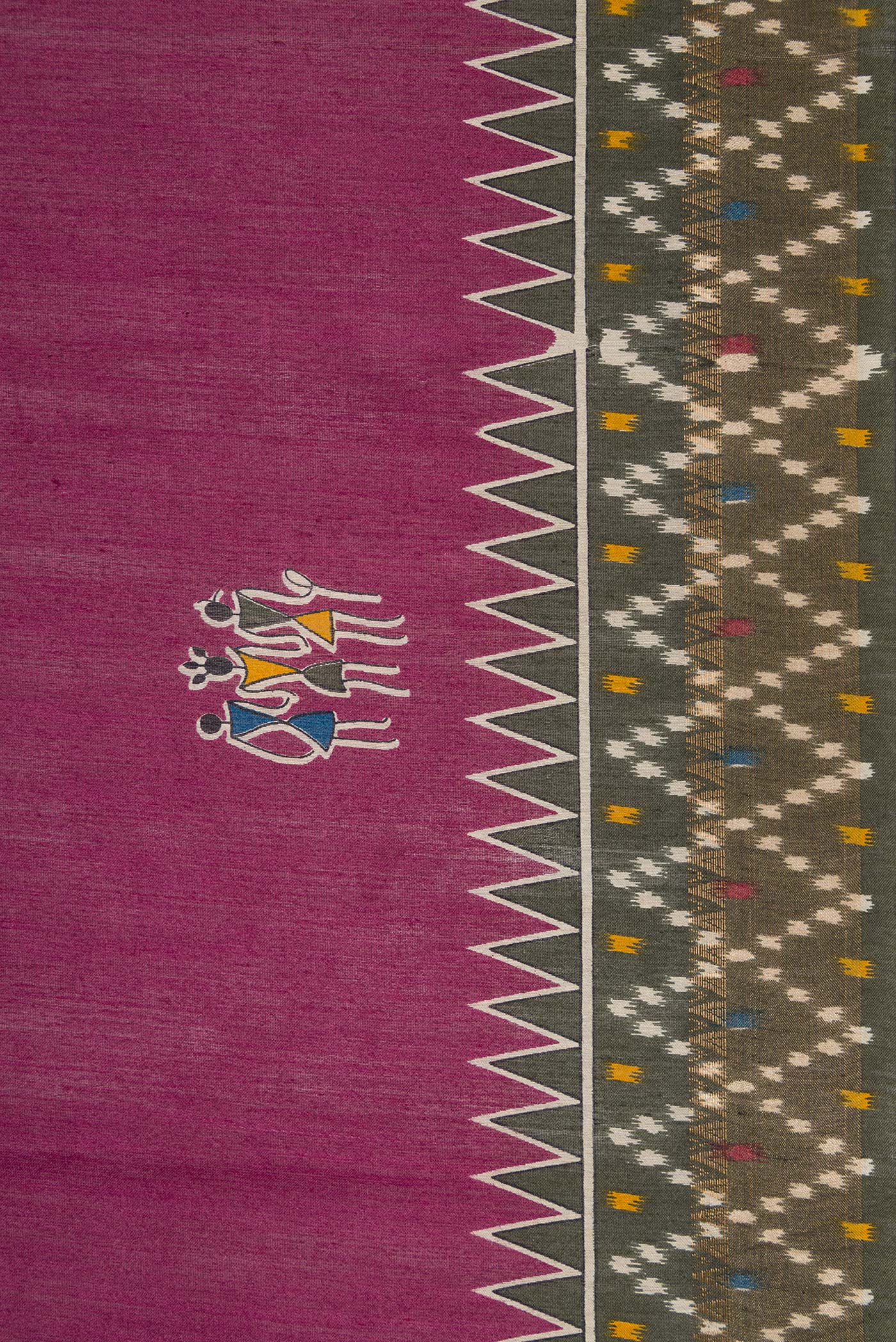 Magenta Tussar Silk Saree - Image 3
