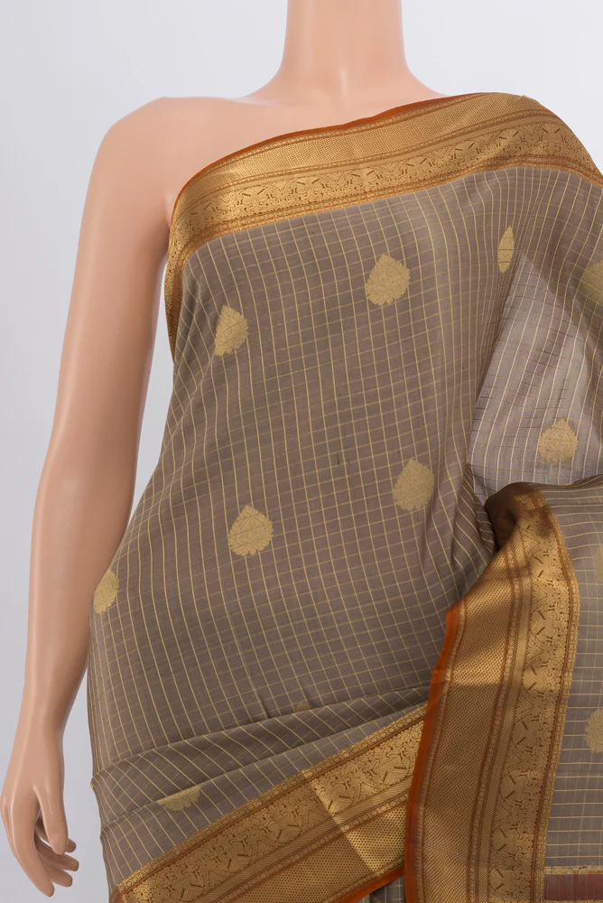 Grey Kanjivaram Silk Saree - Image 2