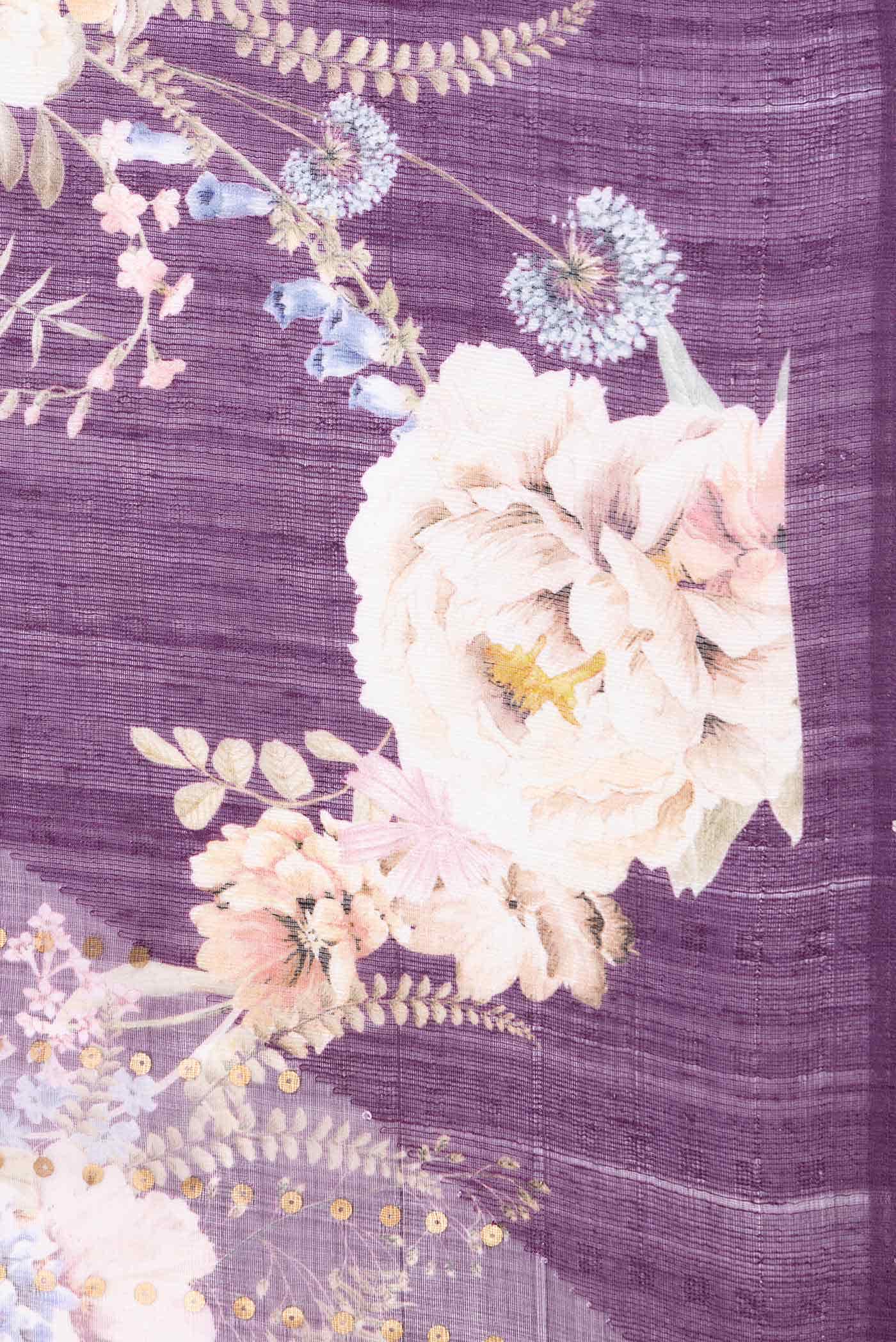 Purple Tussar Silk Saree - Image 5