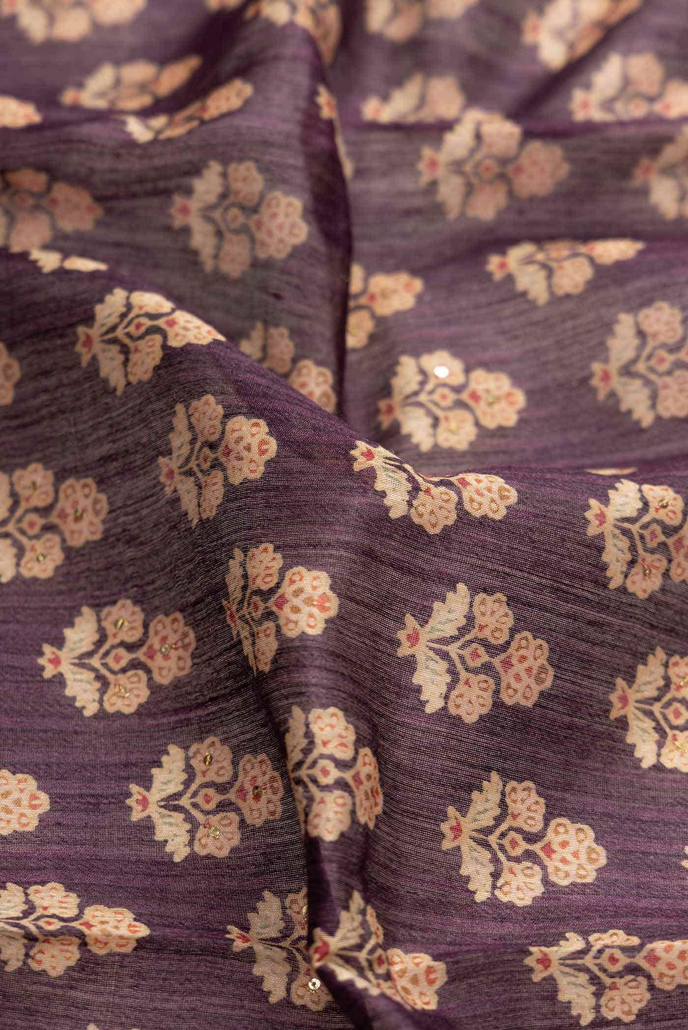 Burgundy Tussar Silk Saree - Image 2
