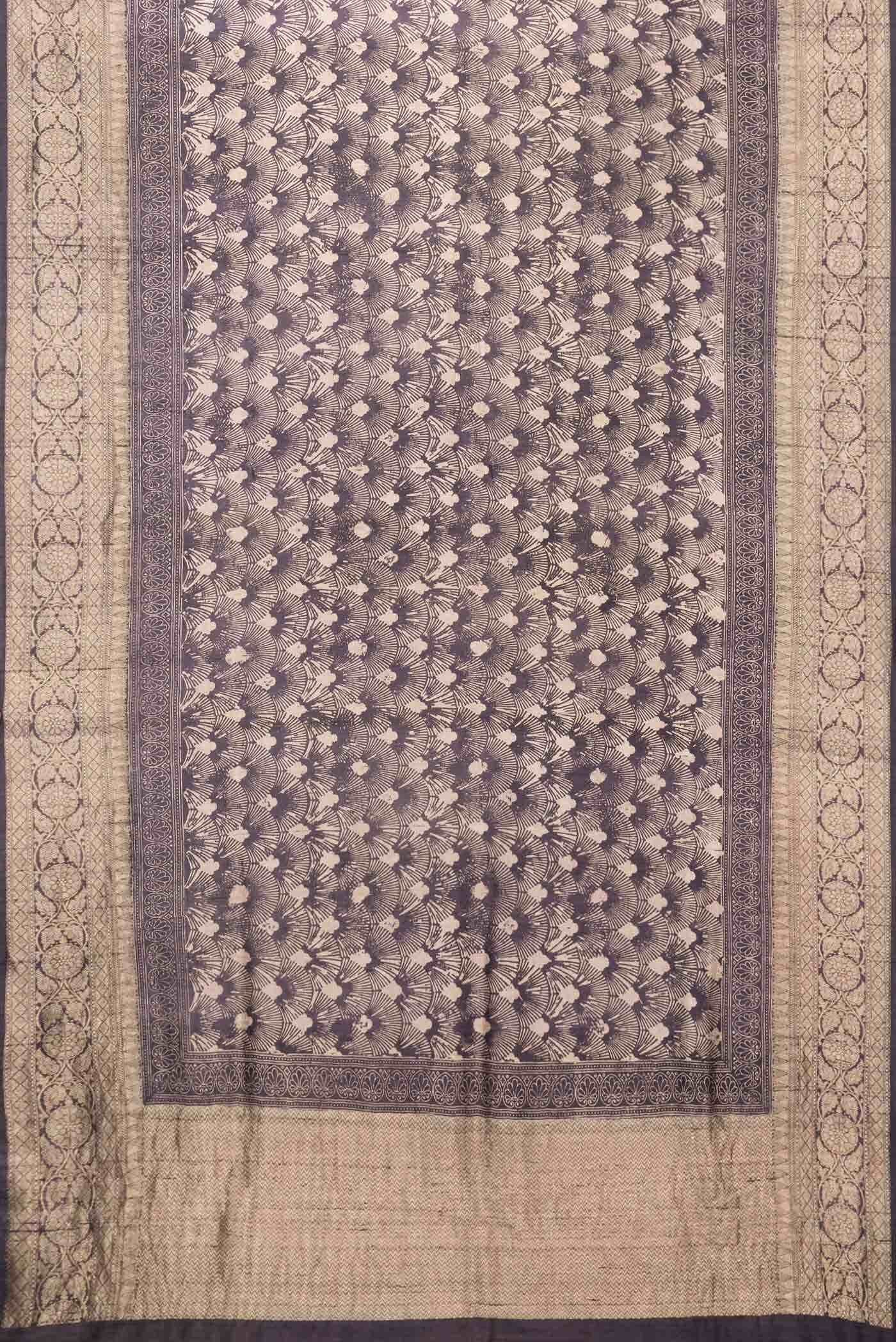 Burgundy Tussar Silk Saree - Image 4