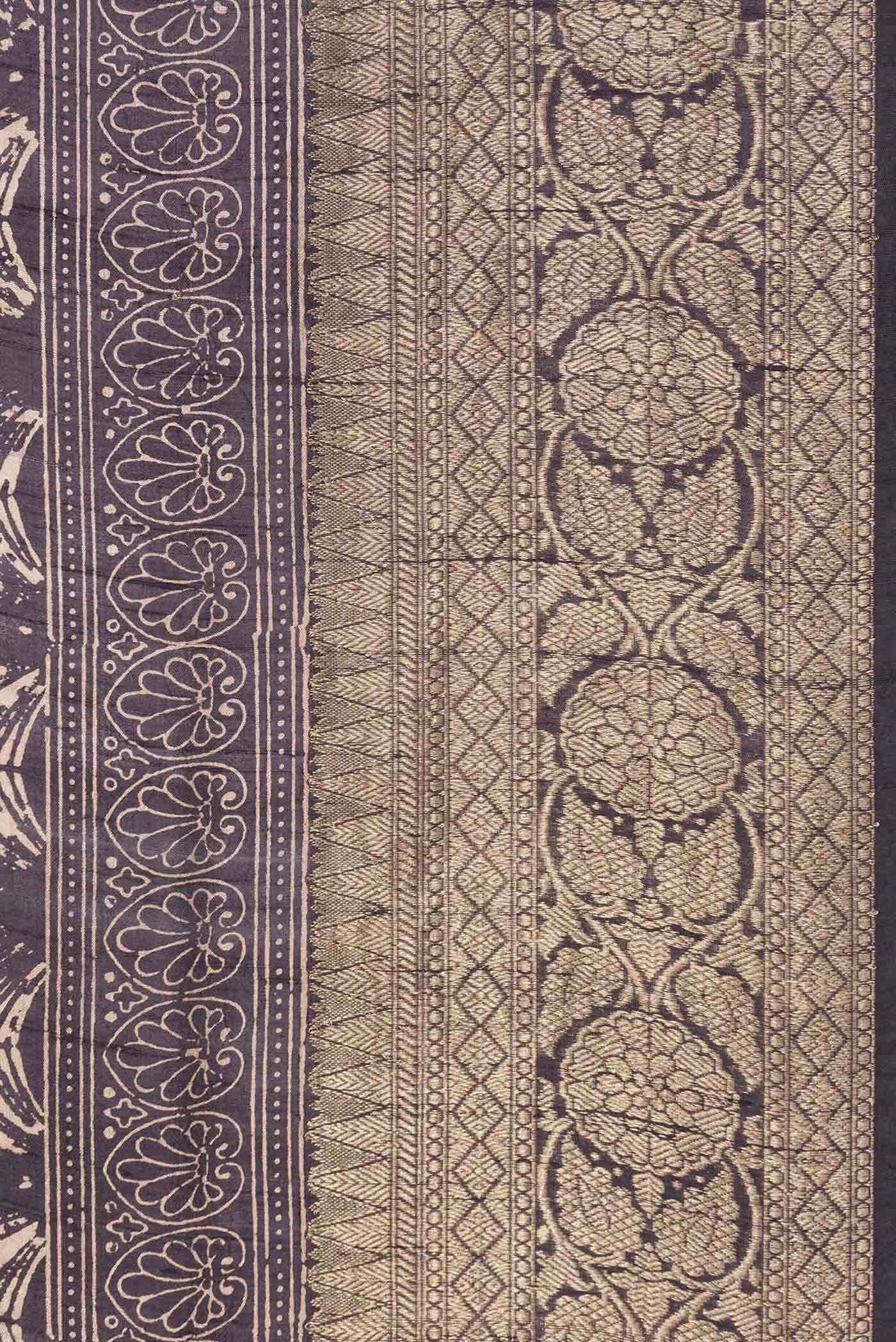 Burgundy Tussar Silk Saree - Image 5