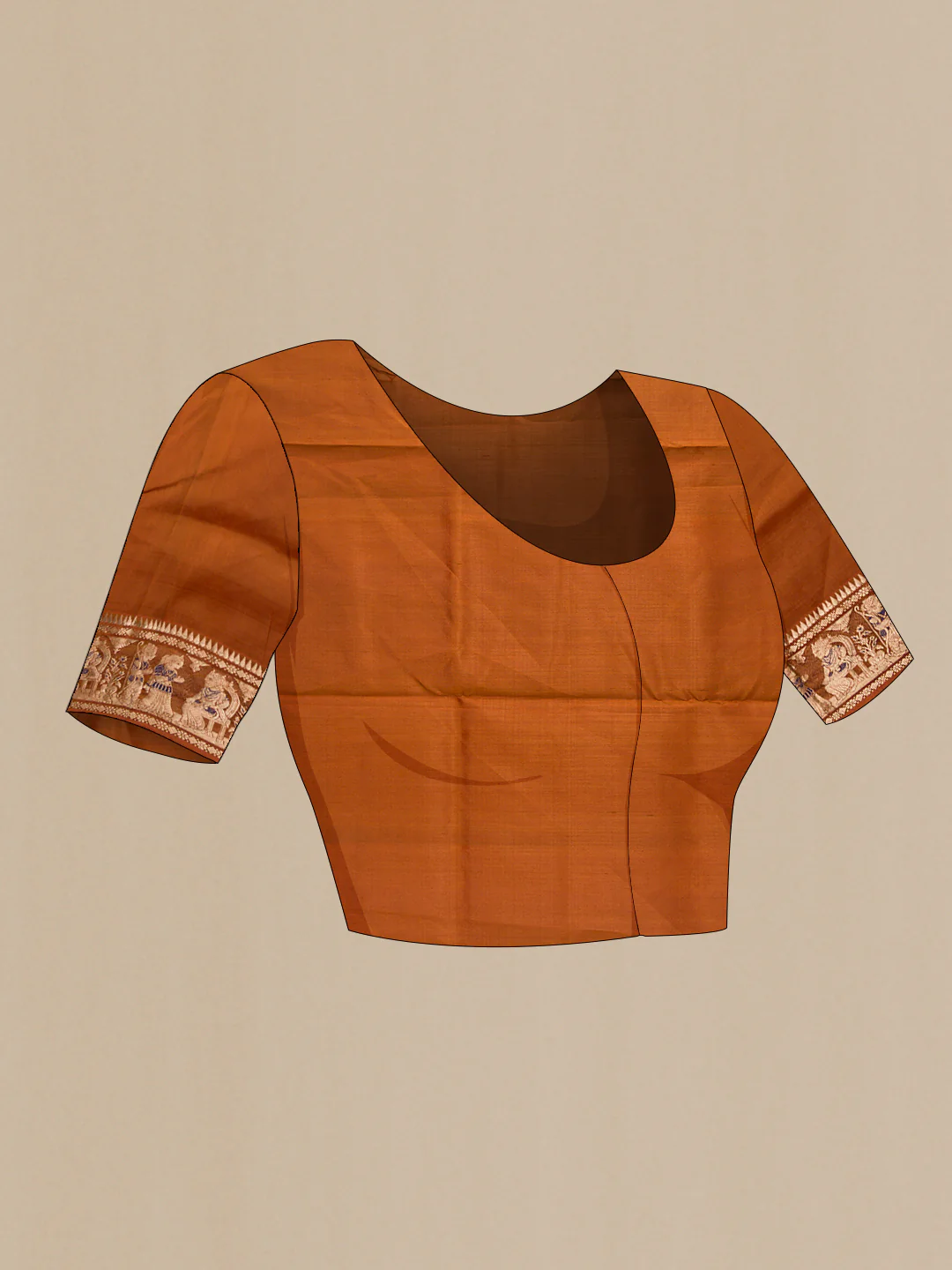 Caramel Baluchari Silk Saree - Image 4