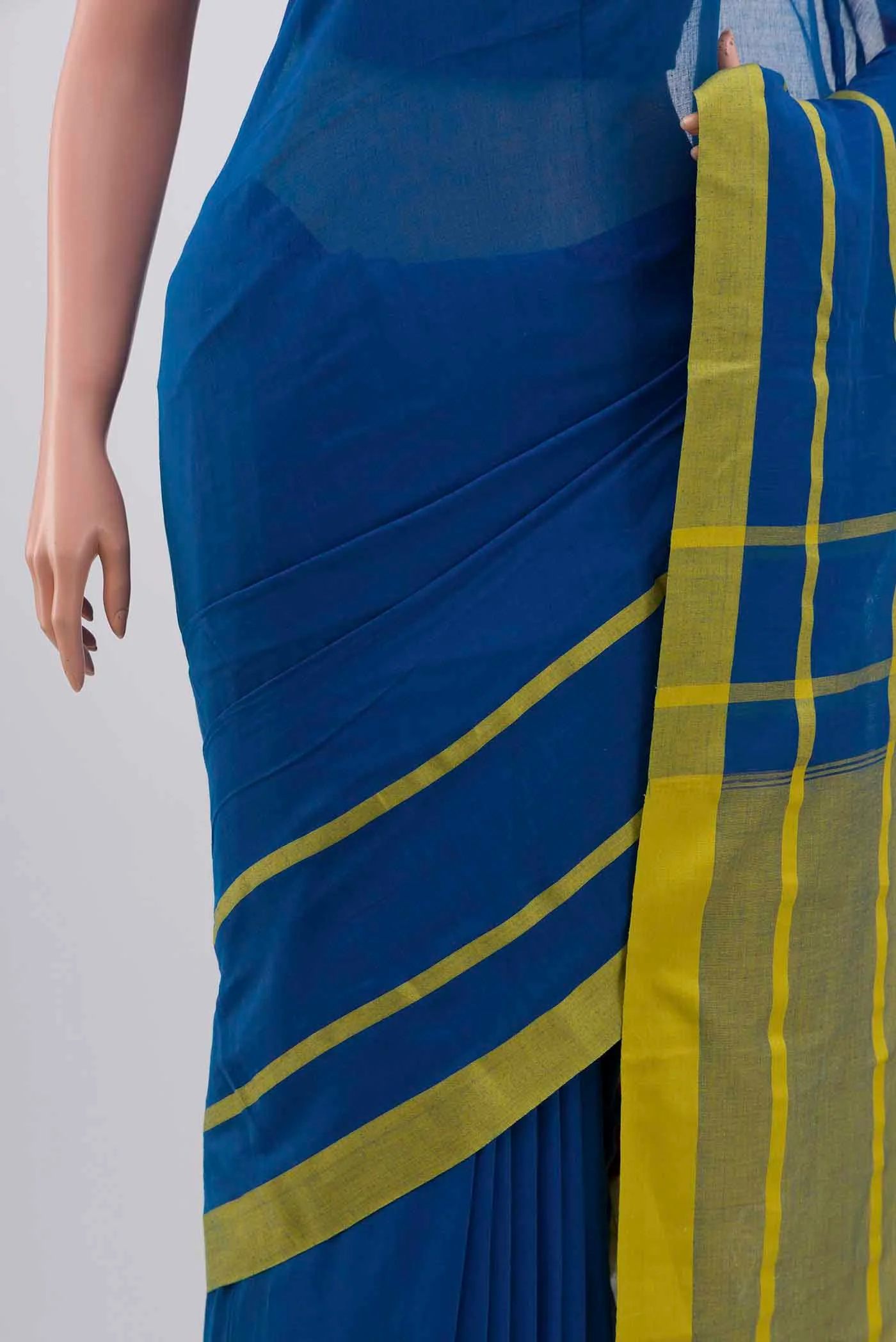 Blue Cotton Saree - Image 4