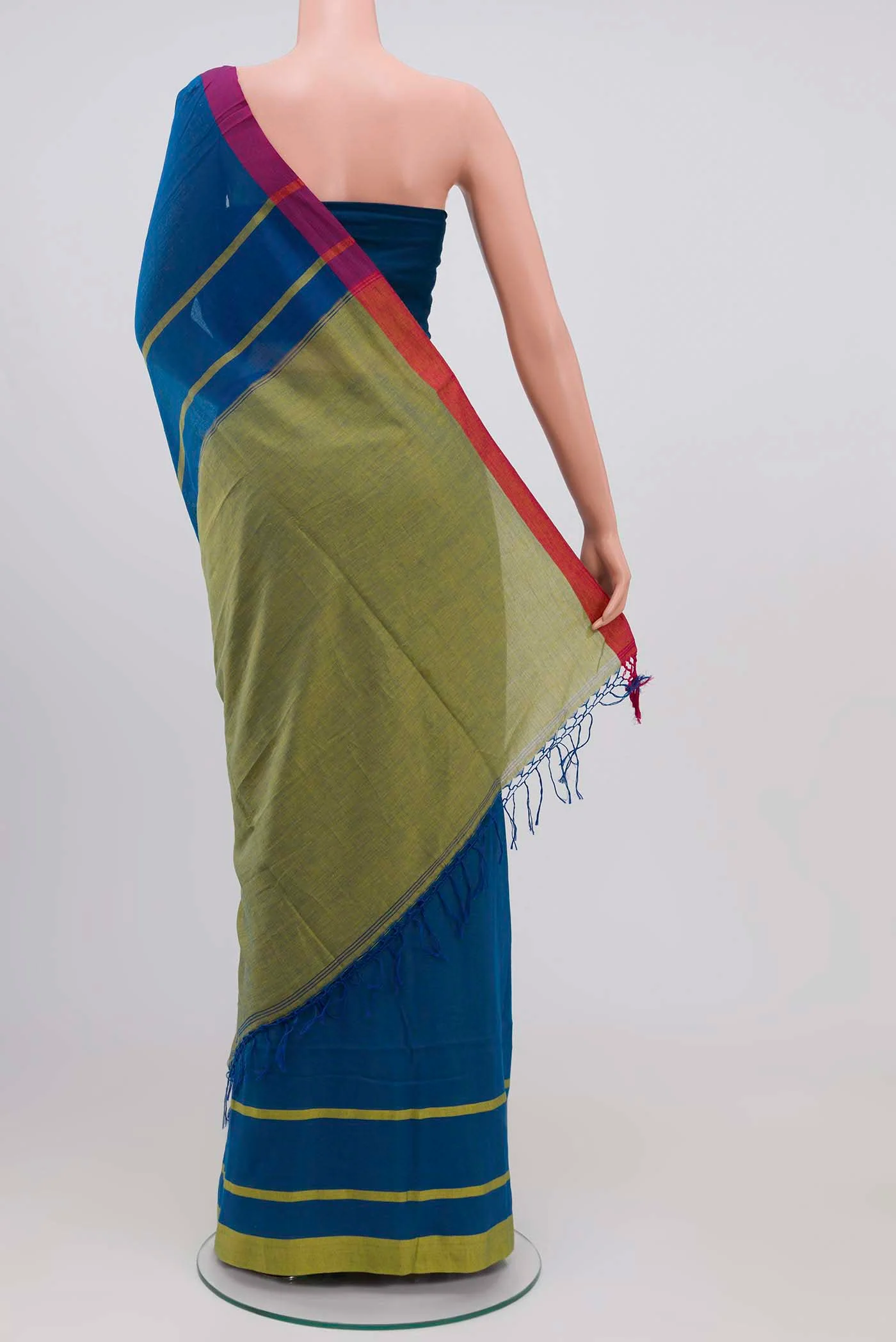 Blue Cotton Saree - Image 5