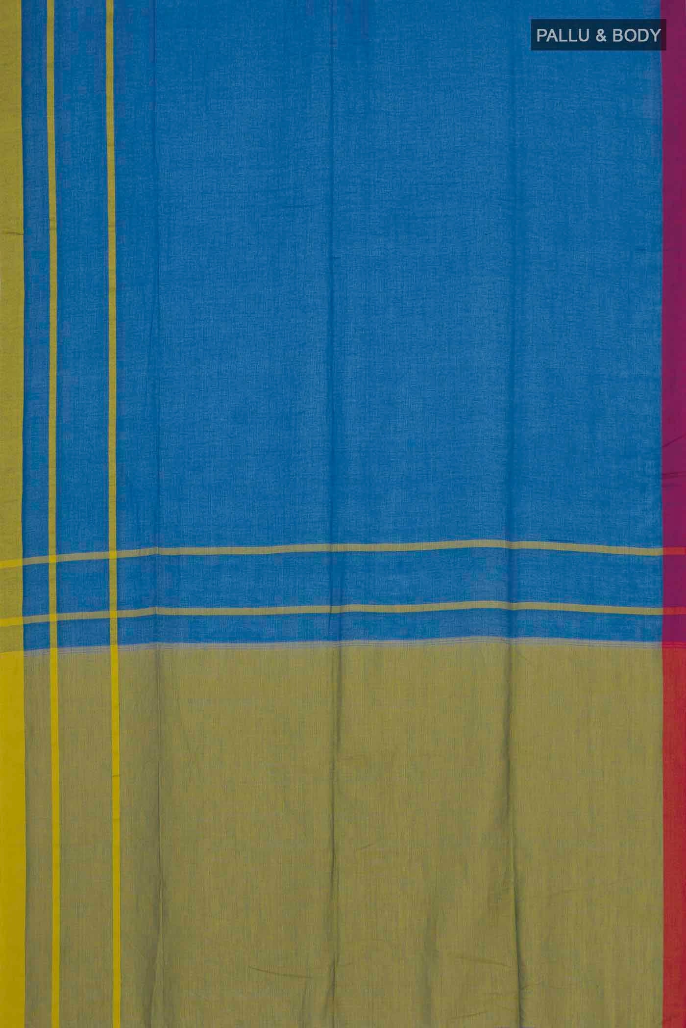 Blue Cotton Saree - Image 7