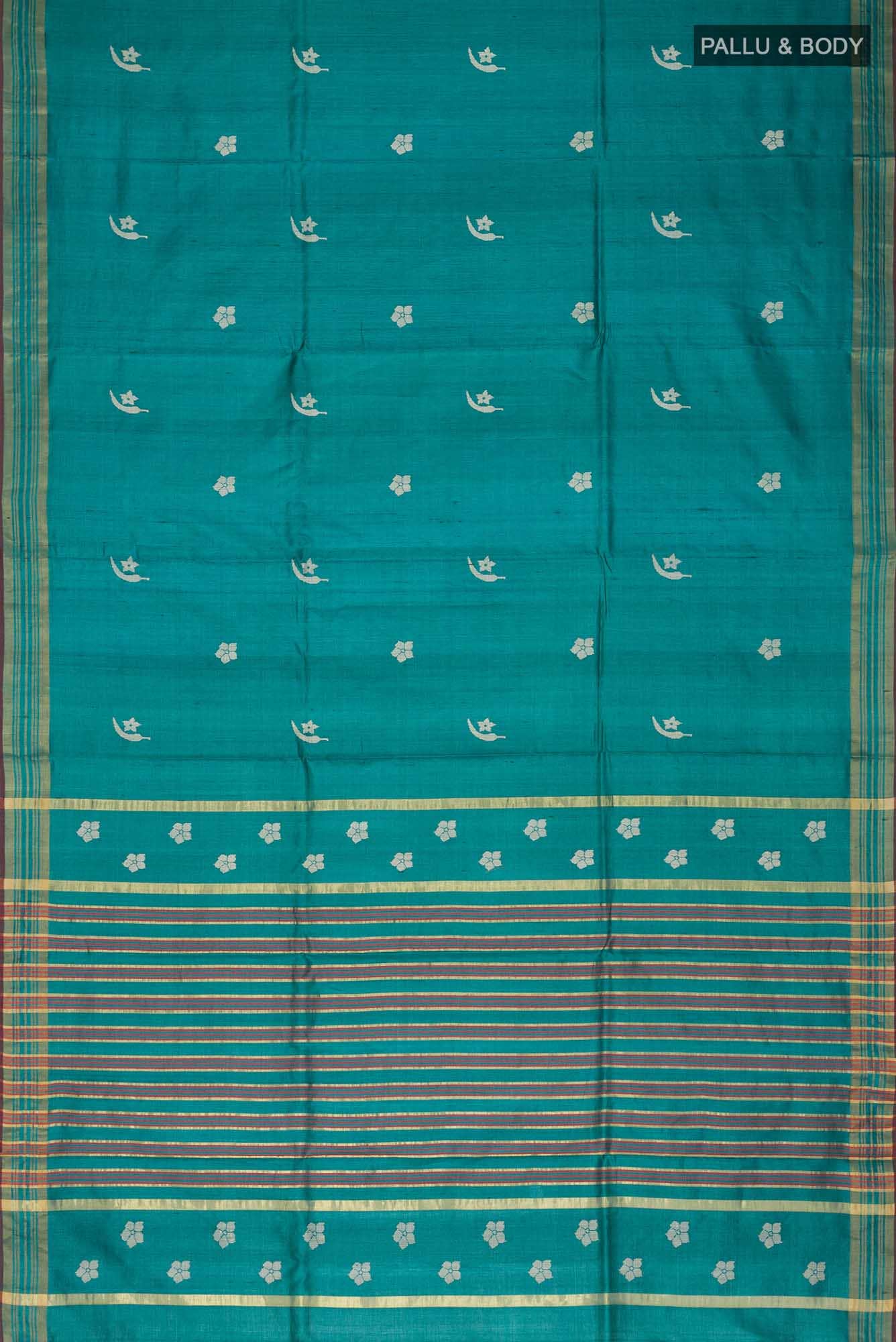 Chili Lily-Green Tussar Silk Saree - Image 10