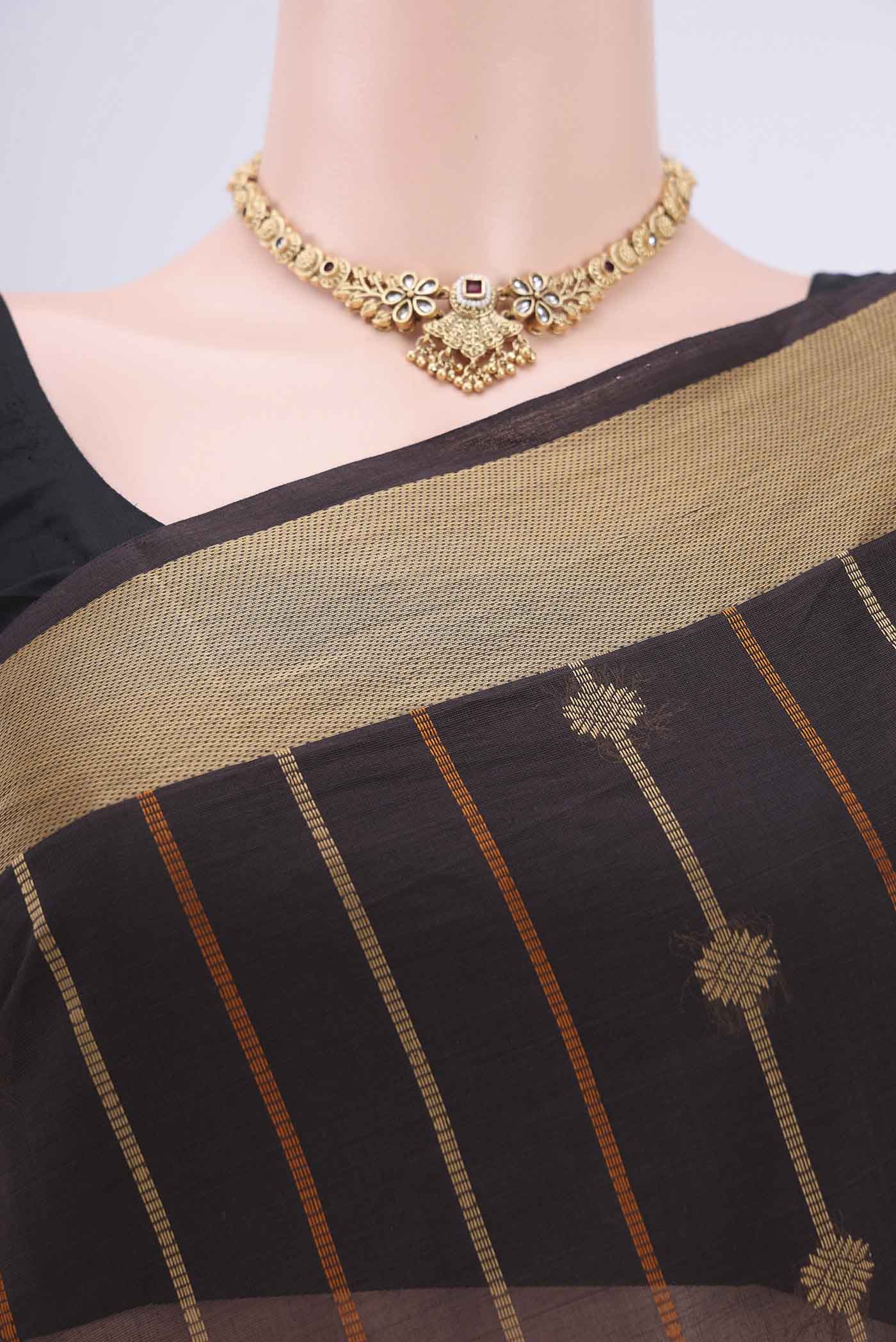 Coffee Brown Coimbatore Cotton Saree - Image 2