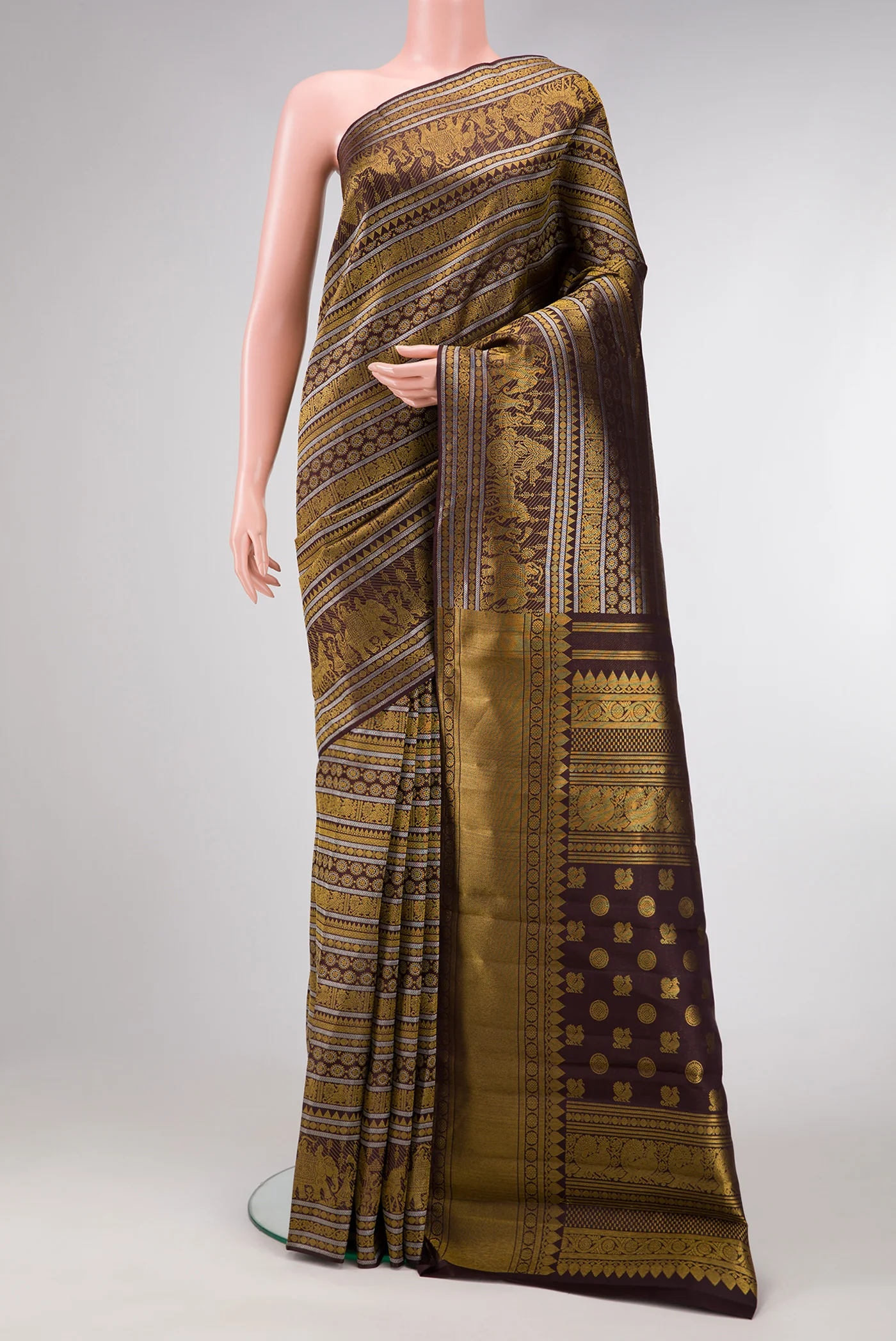 Coffee Brown Kanchipuram Silk Saree