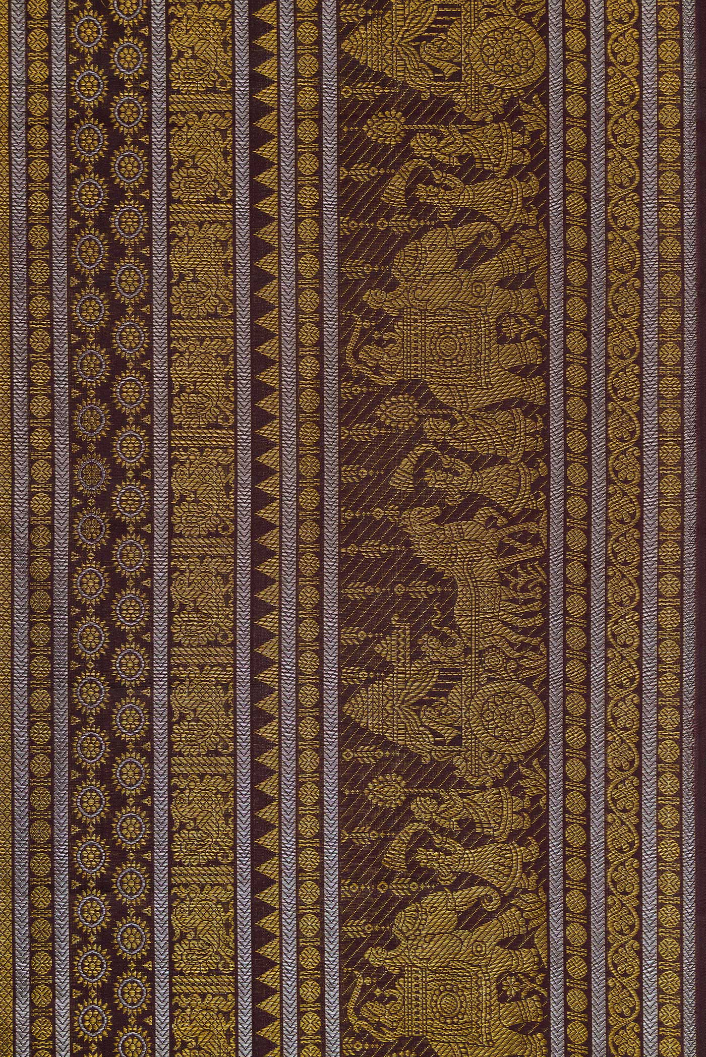 Coffee Brown Kanchipuram Silk Saree - Image 3