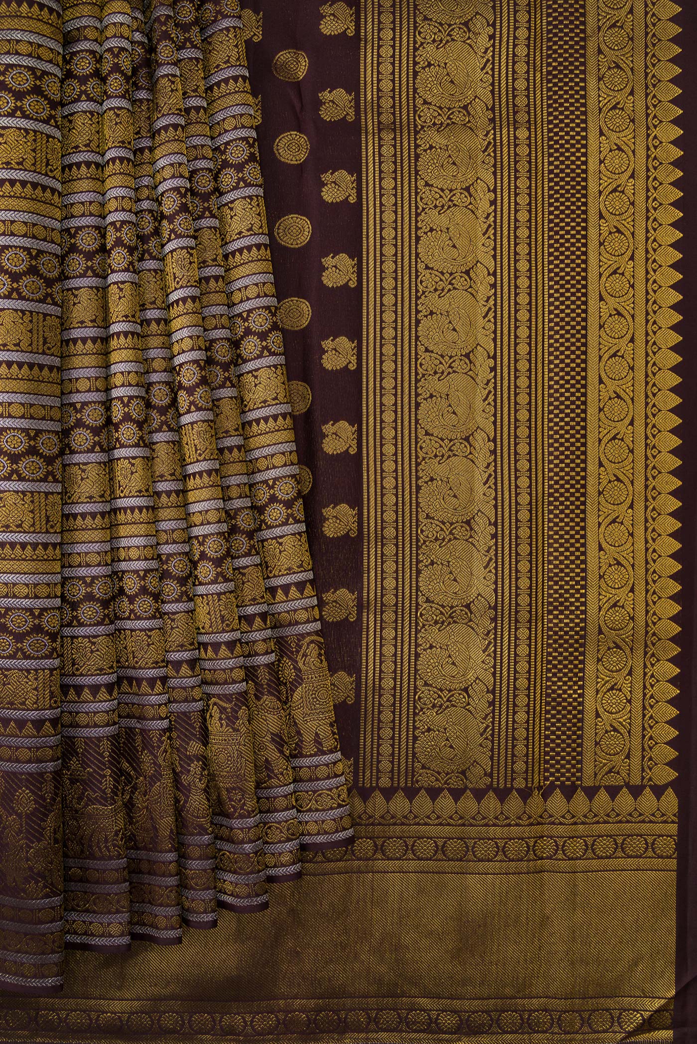 Coffee Brown Kanchipuram Silk Saree - Image 4