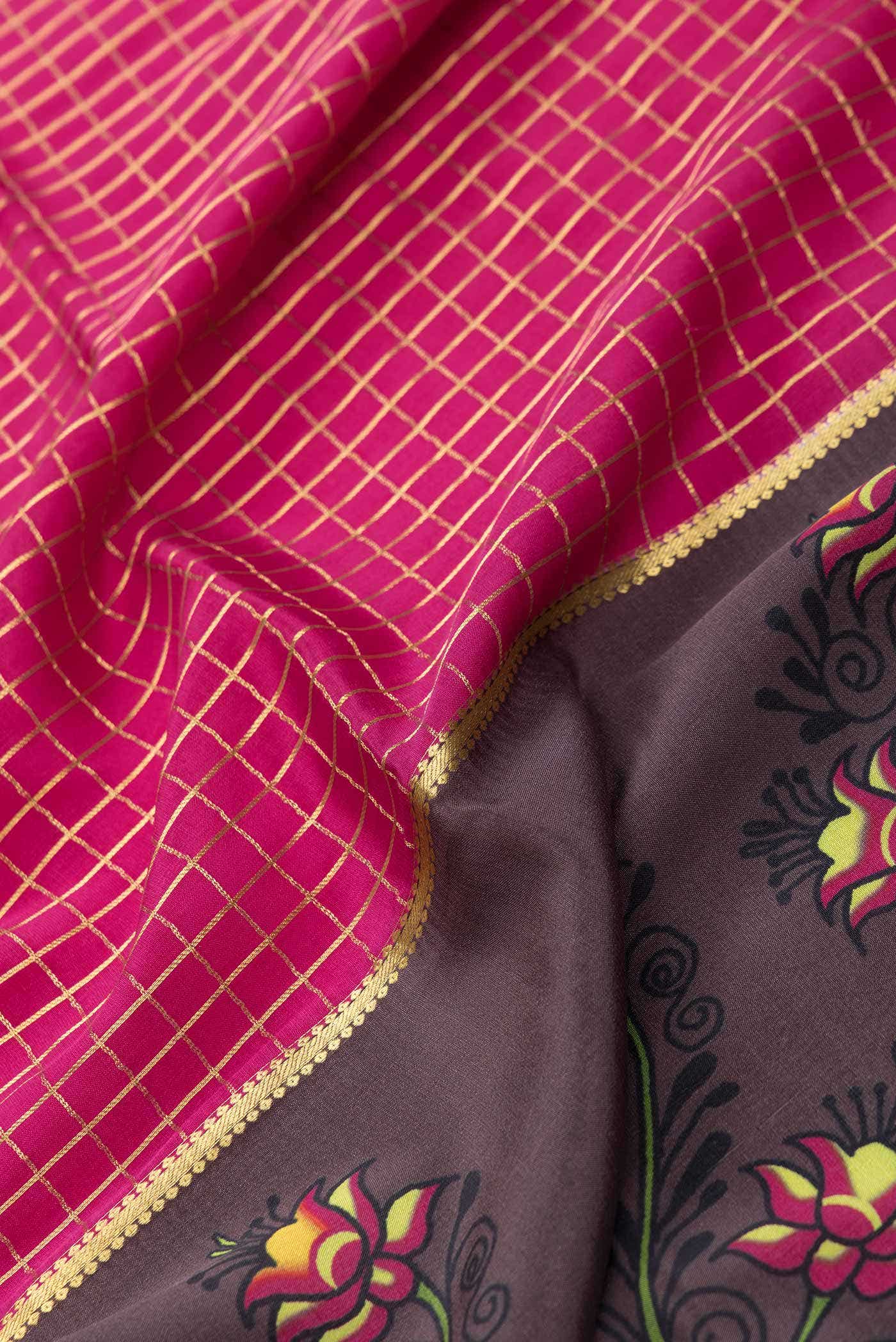 Multi Color Mysore Crepe Saree - Image 3