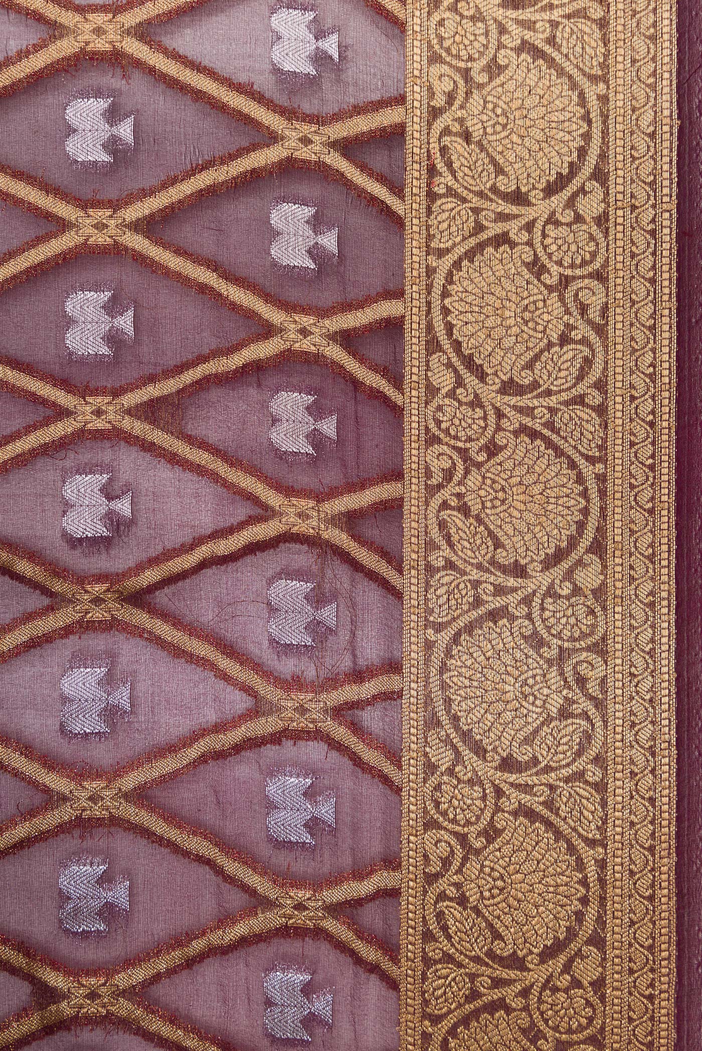 Coffee Brown Organza Silk Saree - Image 3