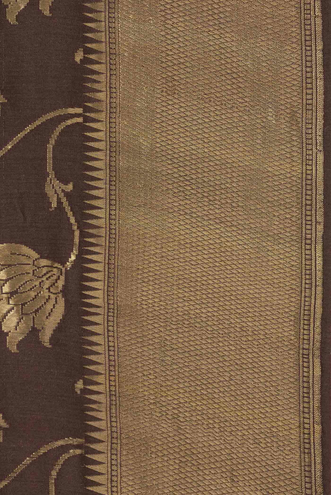 Coffee Brown Banarasi Tussar Georgette Saree - Image 3