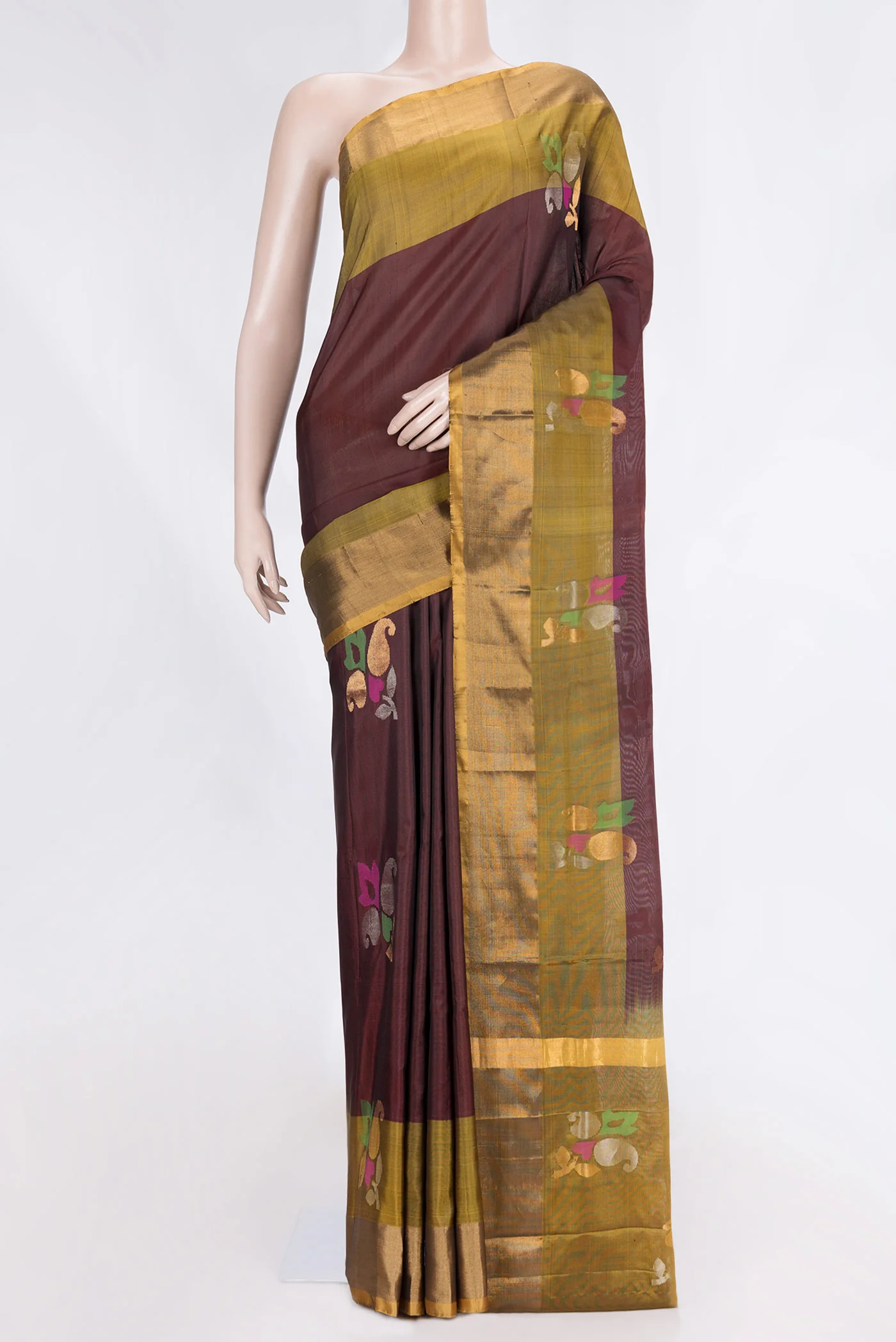 Coffee Brown Uppada Silk Saree
