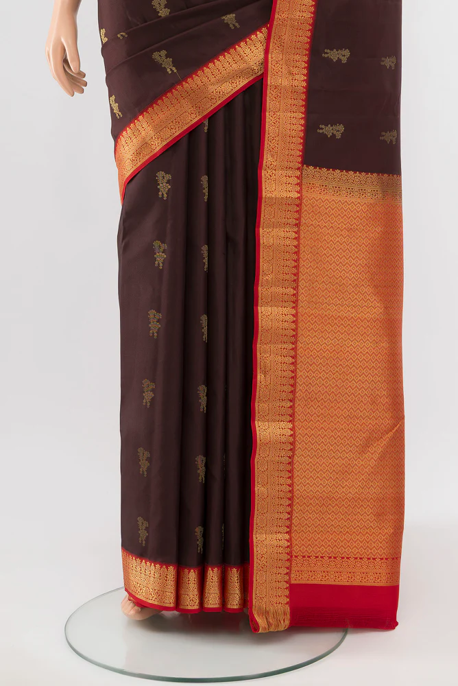 Coffee Brown Kanchipuram Silk Saree - Image 3
