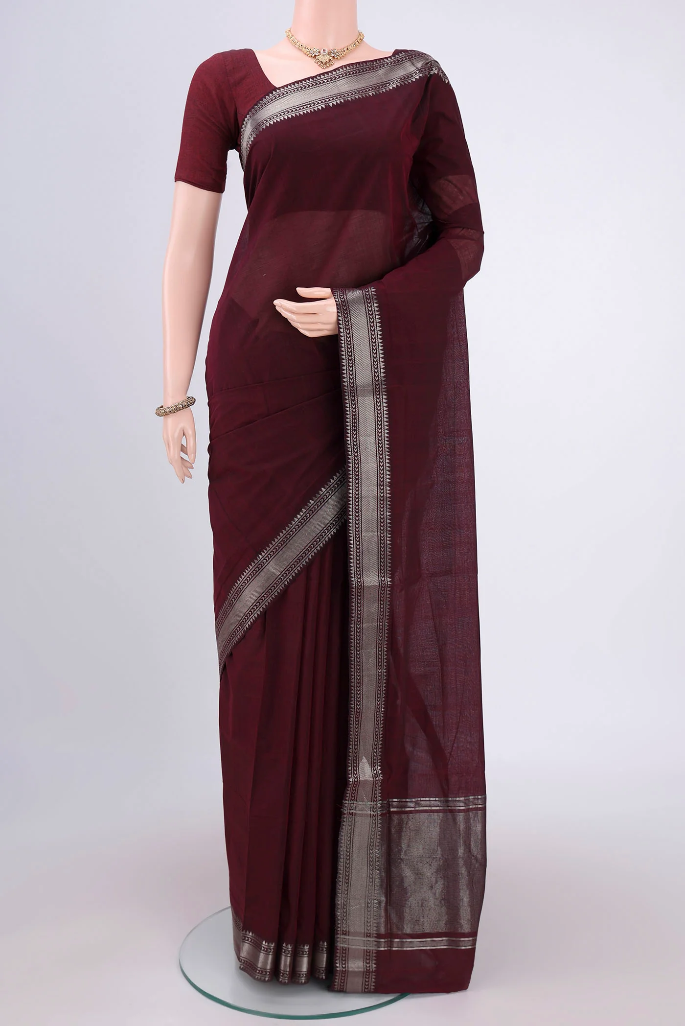 Coffee Brown Mangalagiri Cotton Saree