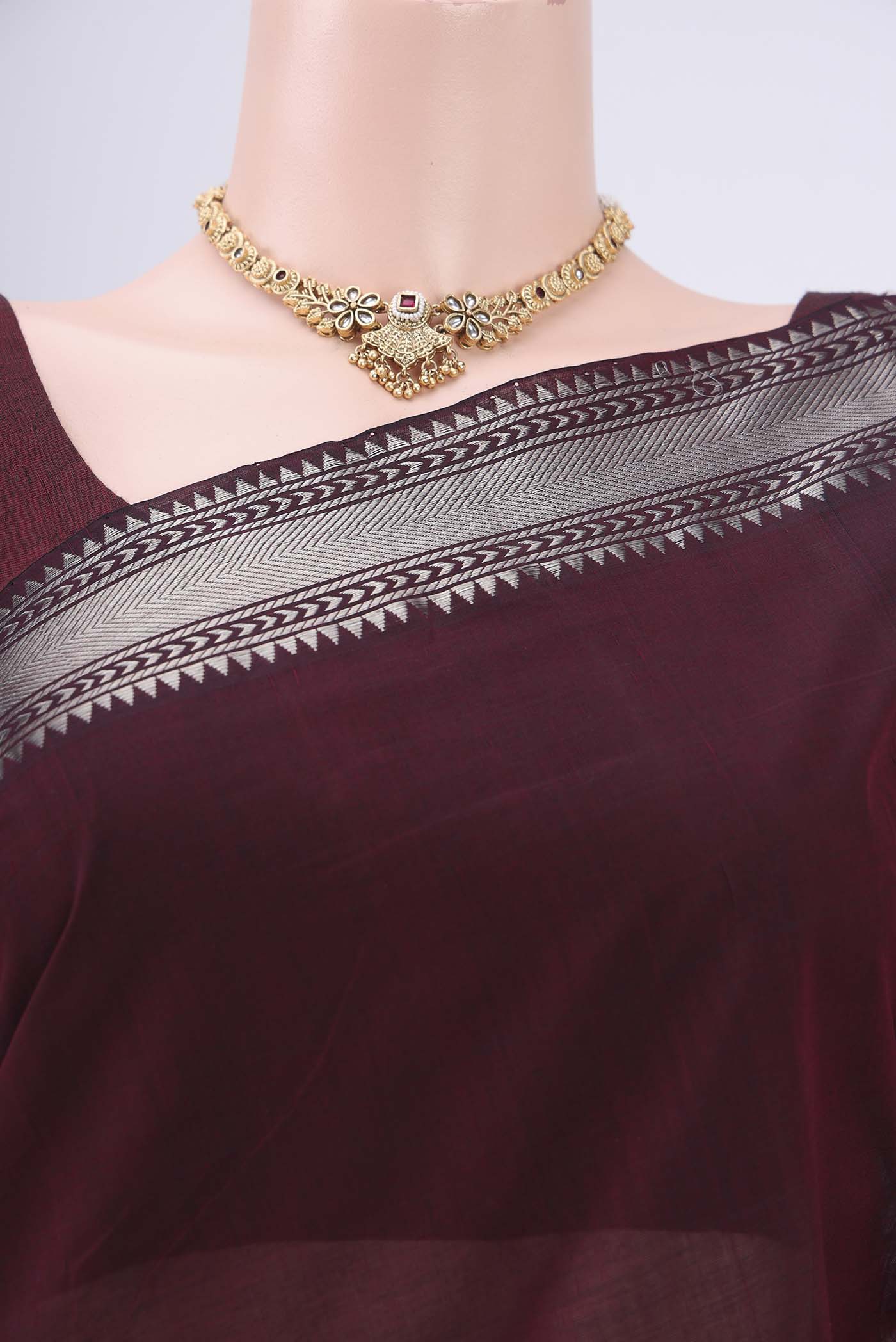 Coffee Brown Mangalagiri Cotton Saree - Image 2