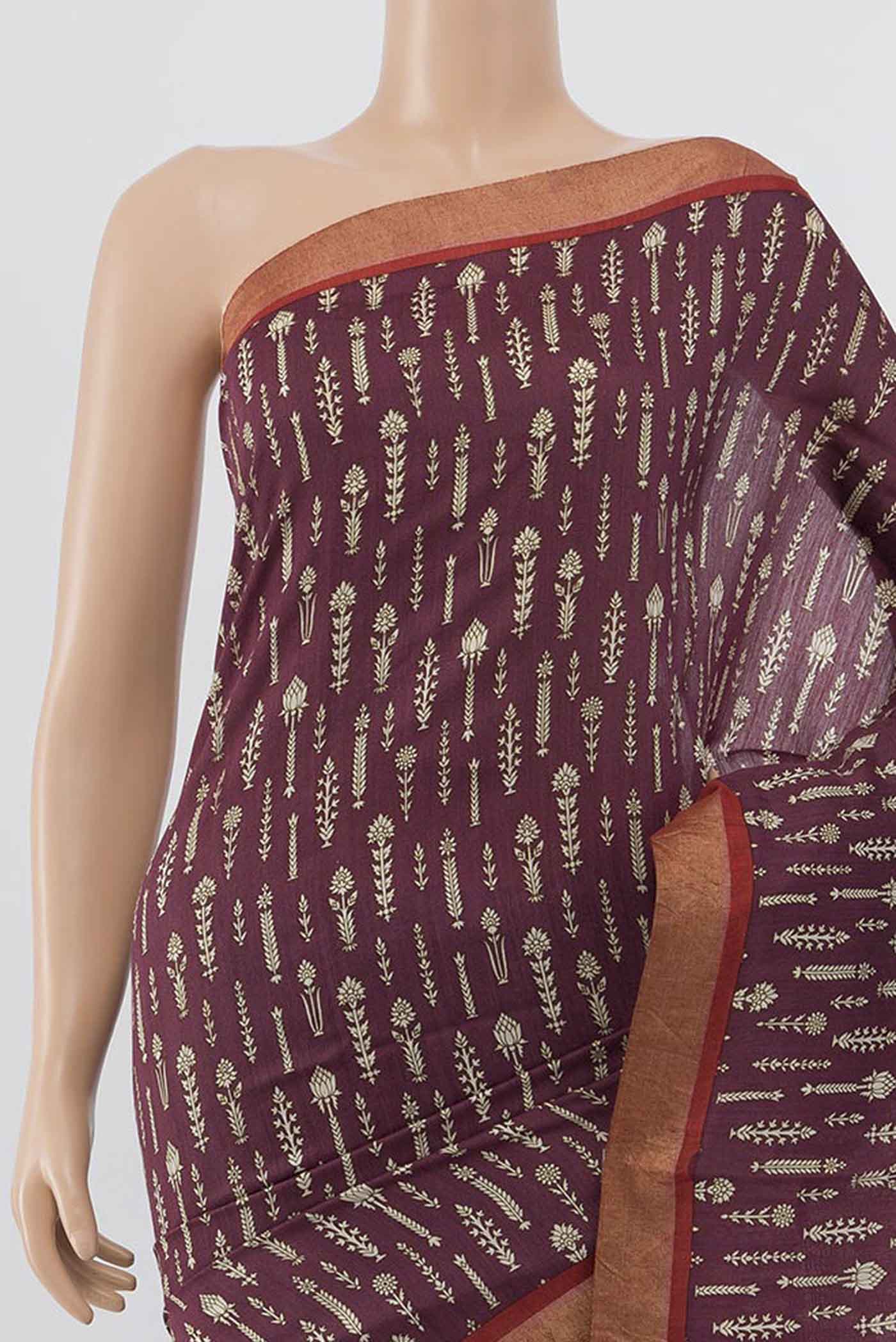 Coffee Brown Tussar Silk Saree - Image 2
