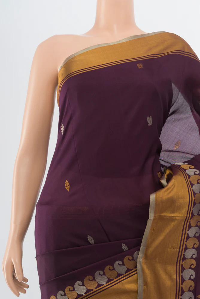 Dark Mauve Uppada Silk Saree - Image 2