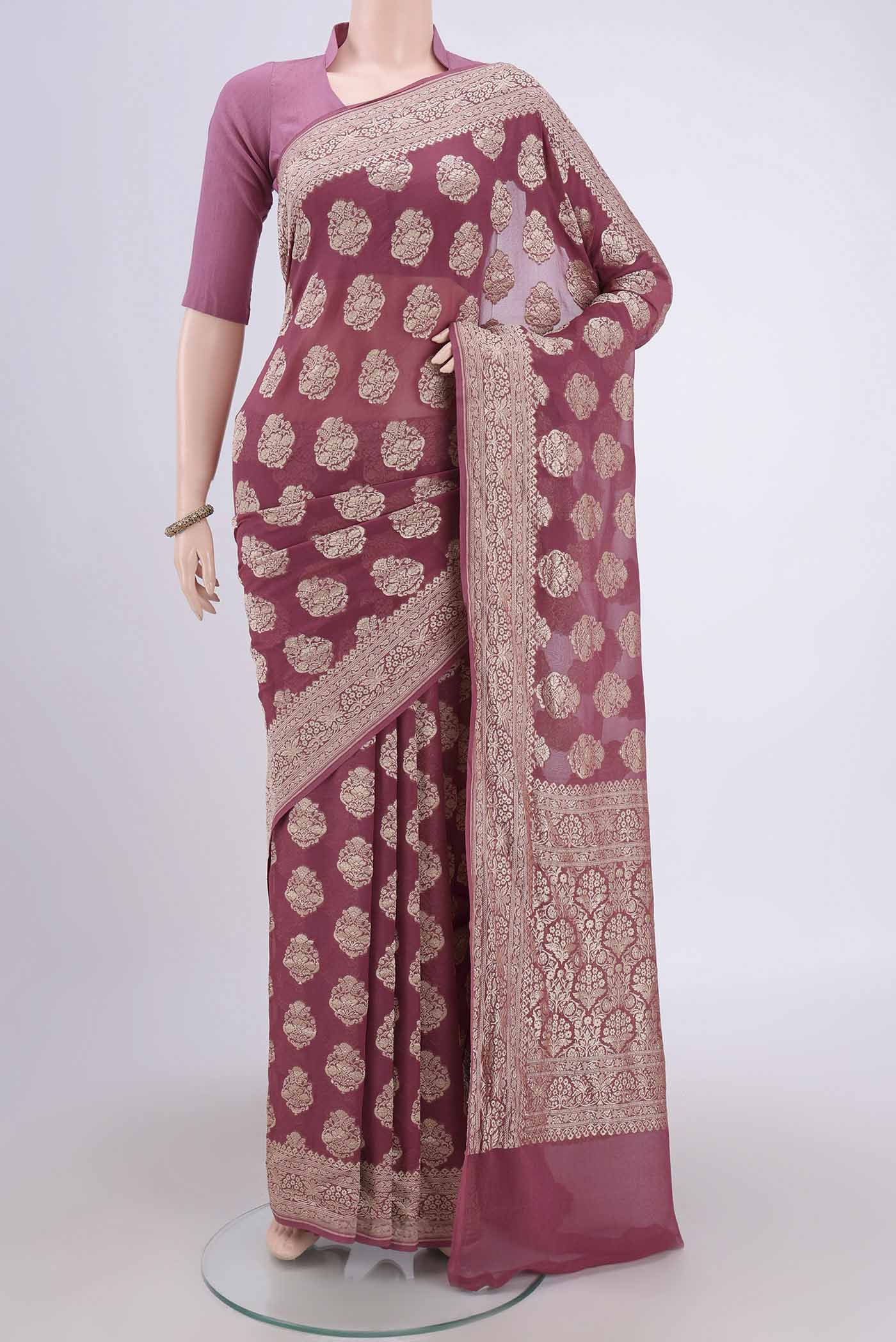 Mauve Banarasi Georgette Saree