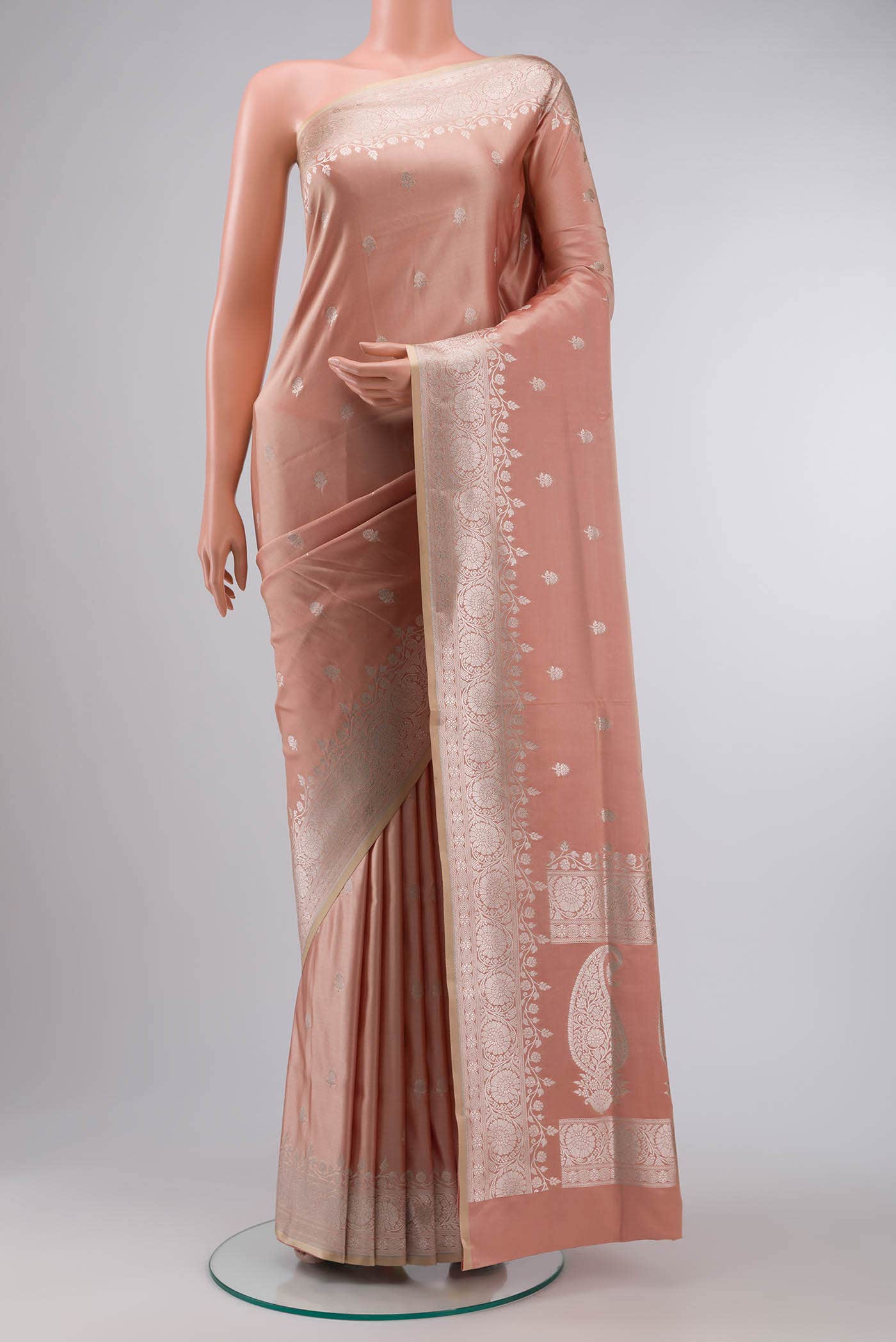 Coral Banarasi Silk Saree