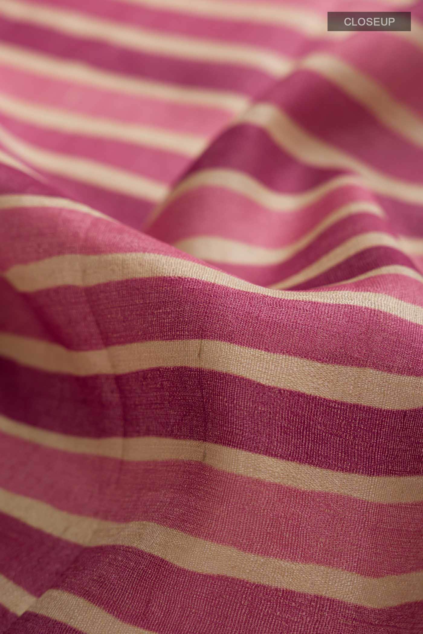 Pink Bhagalpuri Tussar Silk Saree - Image 3