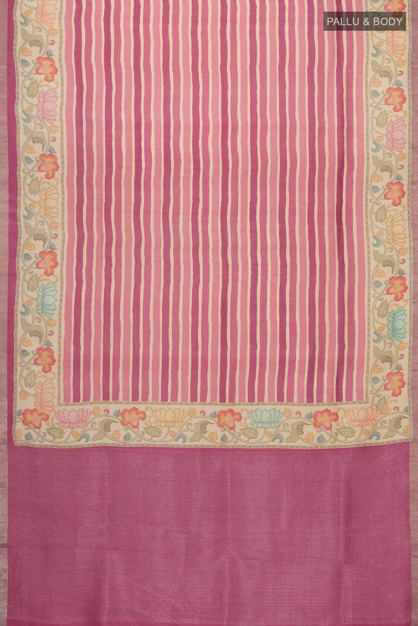 Pink Bhagalpuri Tussar Silk Saree - Image 4