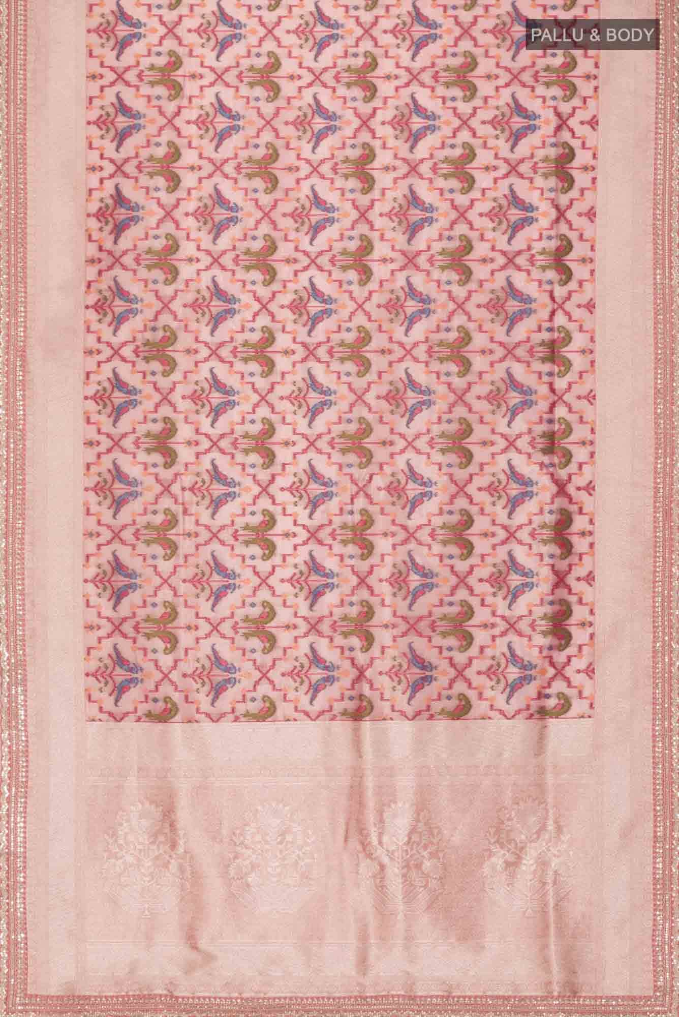 Coral Blended Tissue Silk Saree - Image 3