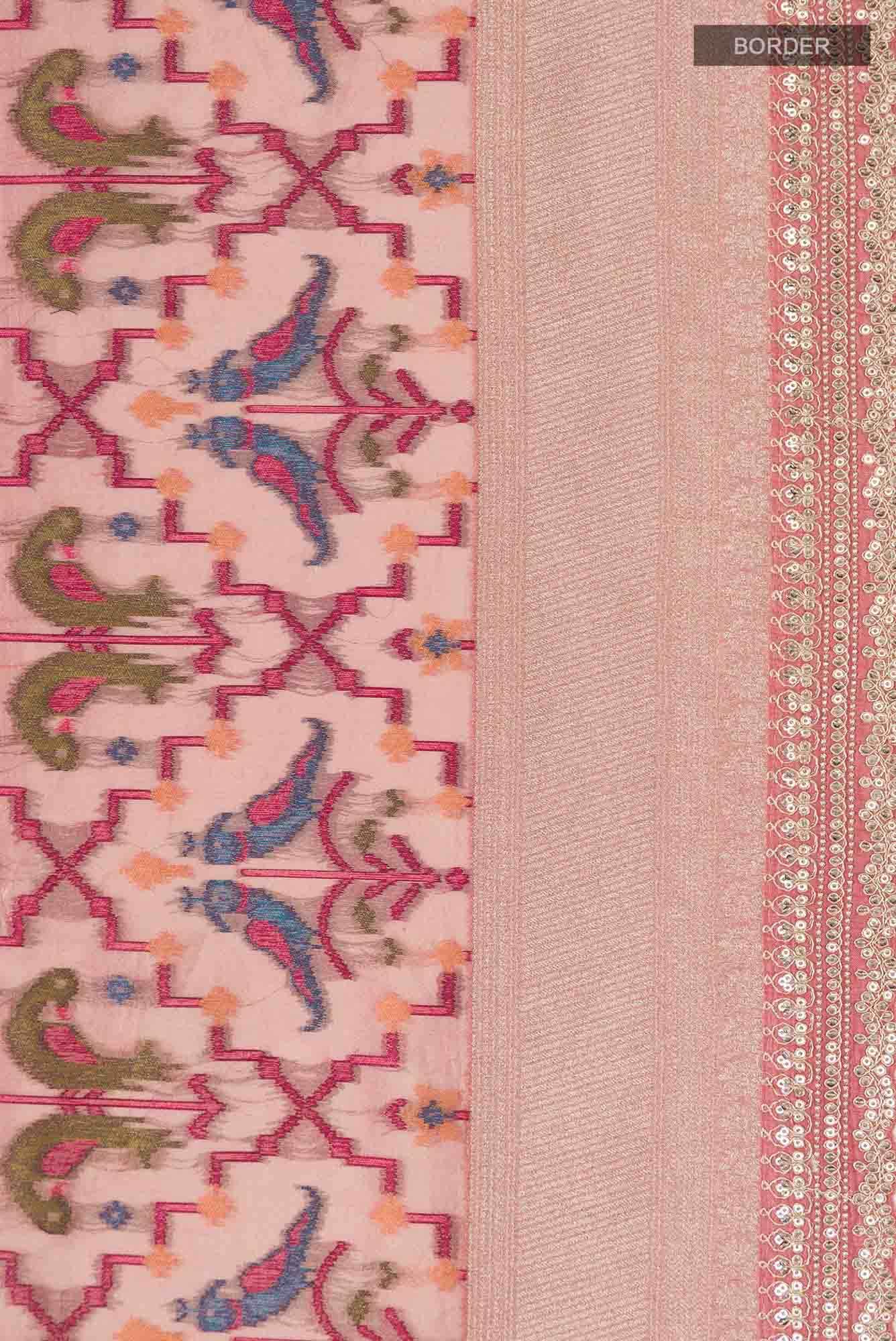 Coral Blended Tissue Silk Saree - Image 4