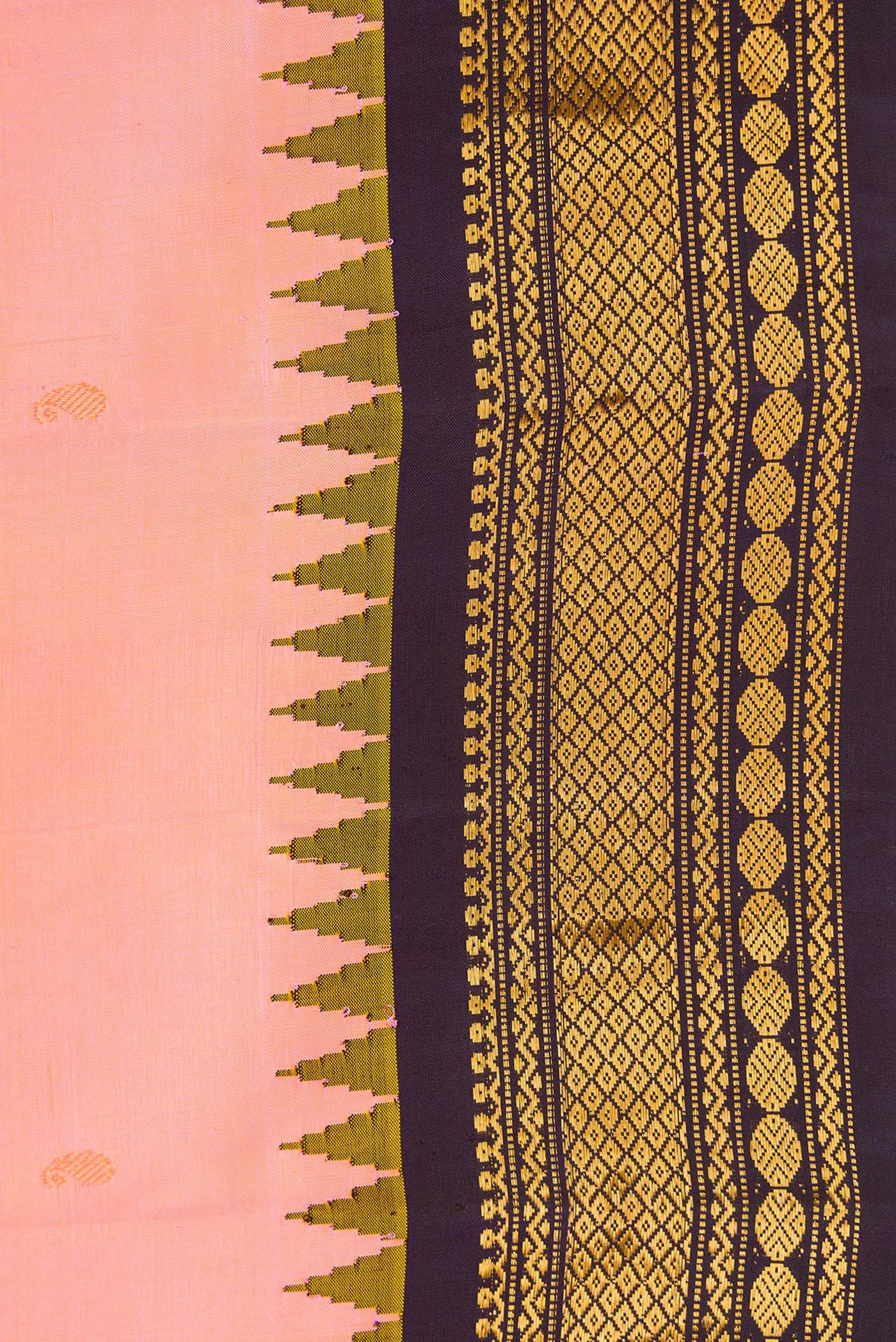Rose pink Dual Tone Gadwal Silk Saree - Image 3