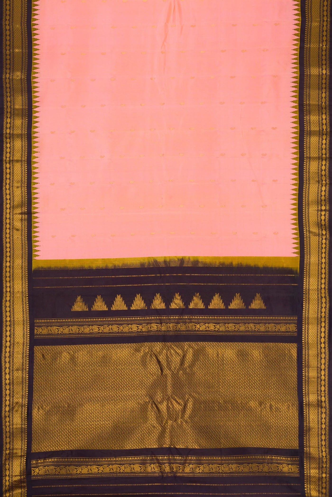 Rose pink Dual Tone Gadwal Silk Saree - Image 6