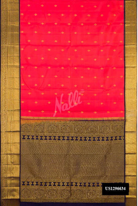 Coral Dual Tone Kanchipuram Silk Saree