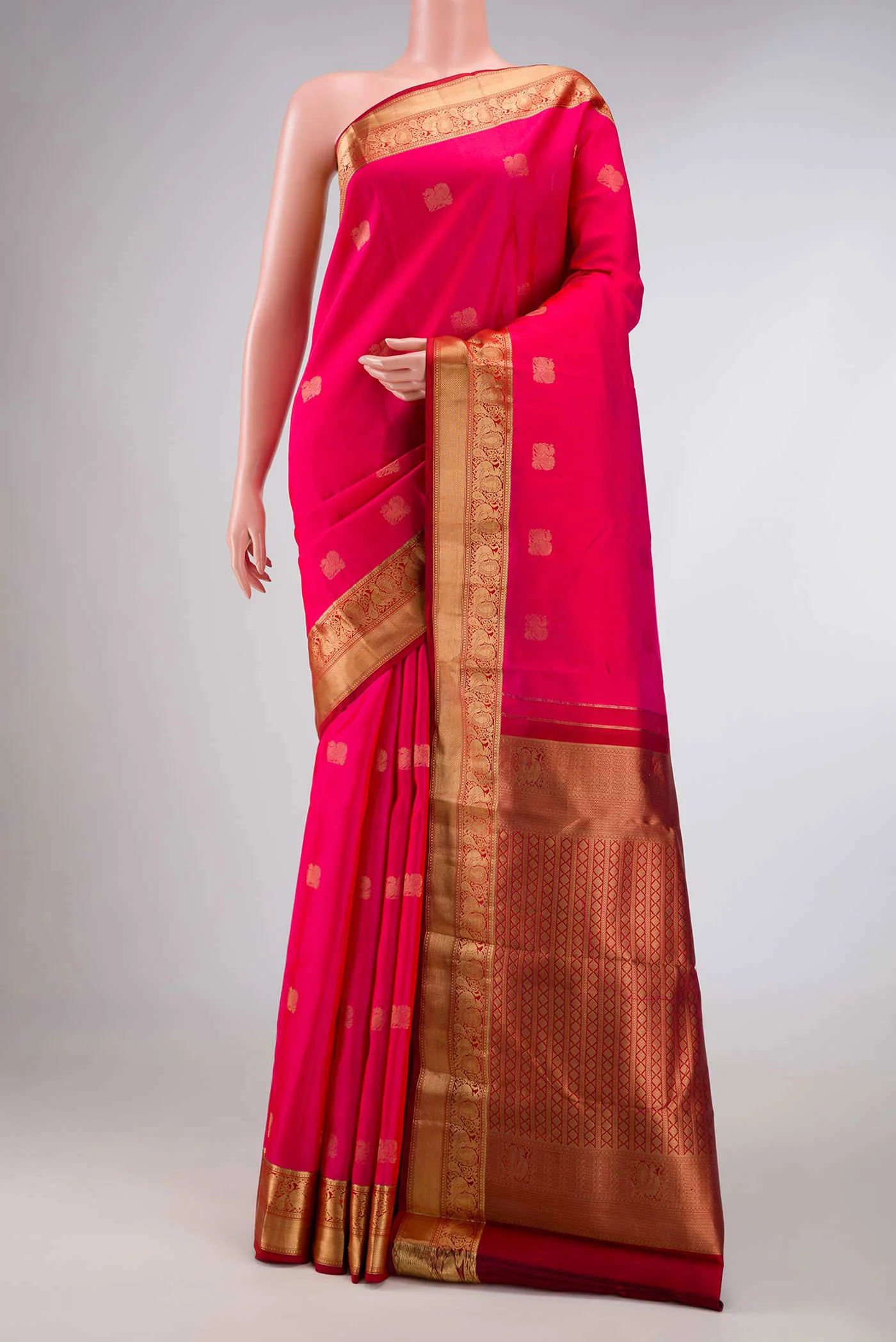 Pink with Orange Color Kanchipuram Silk Saree