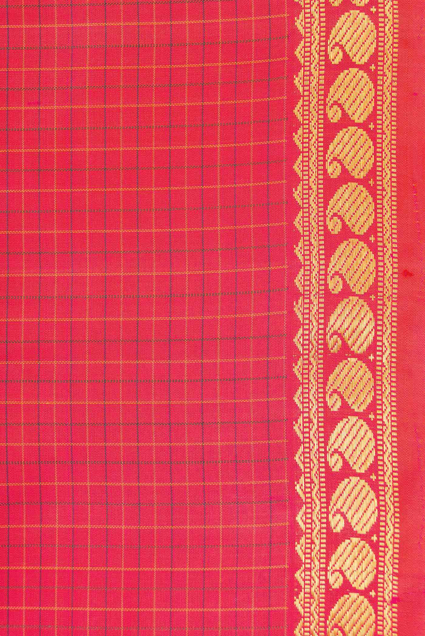 Coral Dual Tone Kanchipuram Silk Saree - Image 3