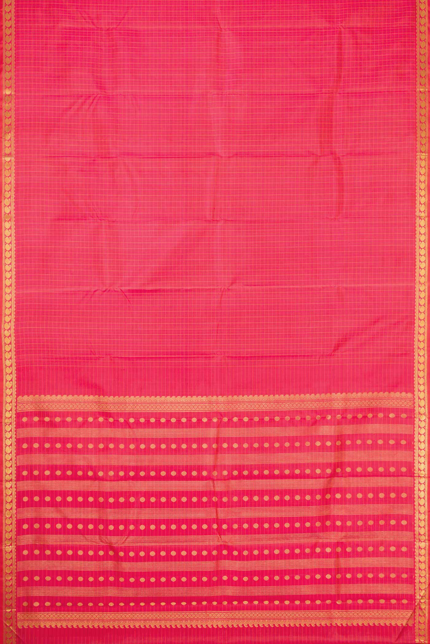 Coral Dual Tone Kanchipuram Silk Saree - Image 6