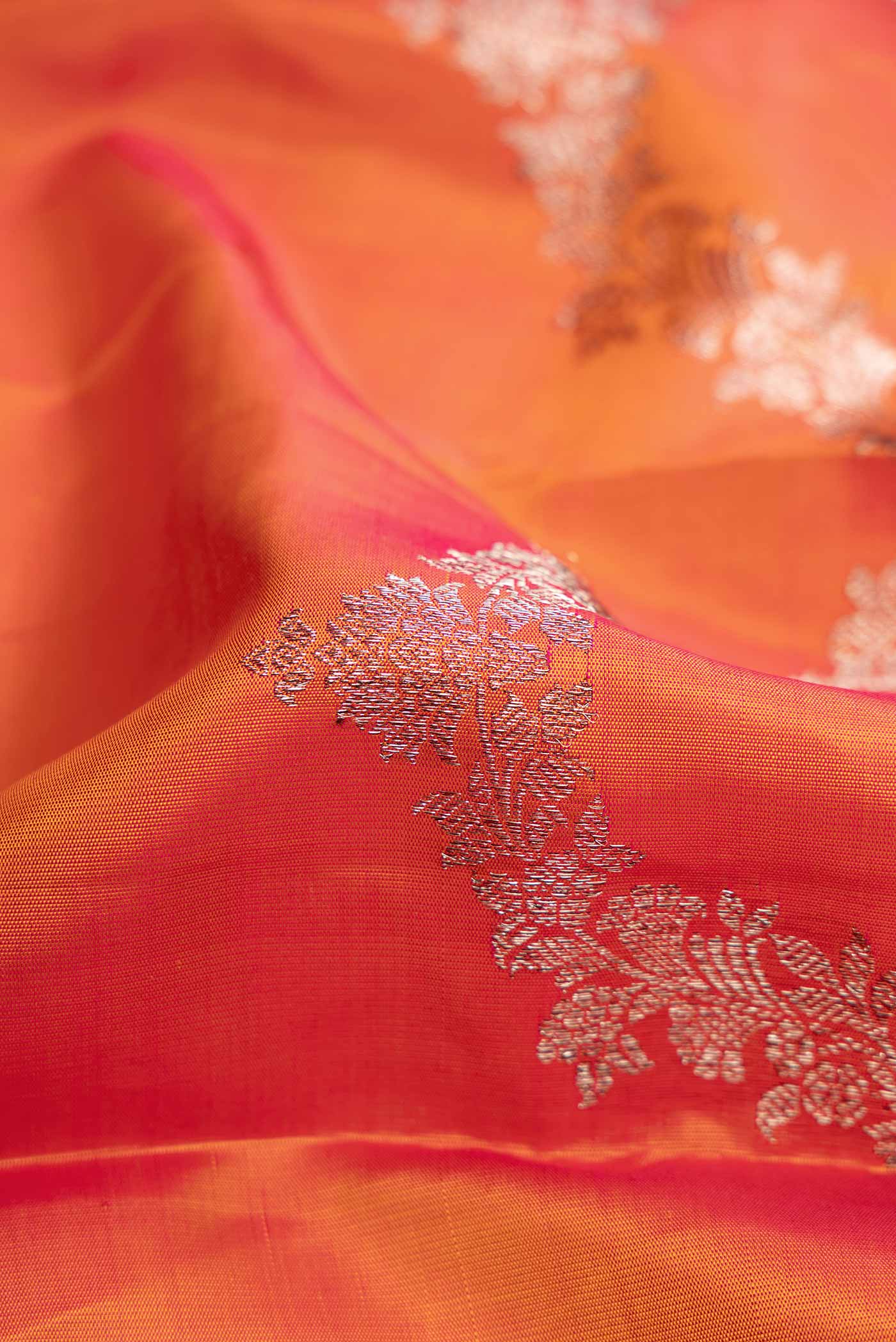 Orange Kanjivaram Silk Saree - Image 2