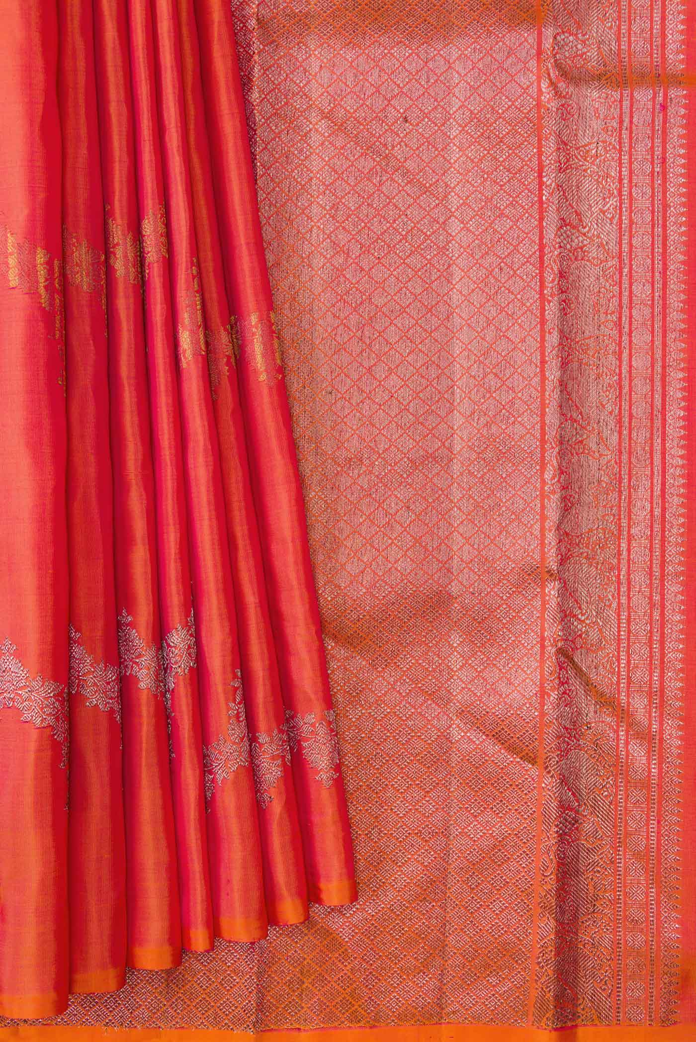 Orange Kanjivaram Silk Saree - Image 3