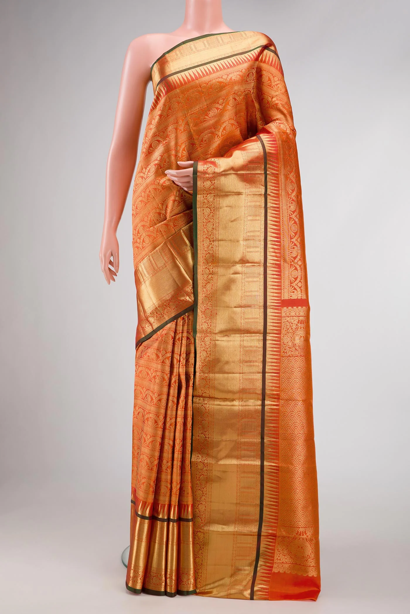 Orange Kanchipuram Silk Saree