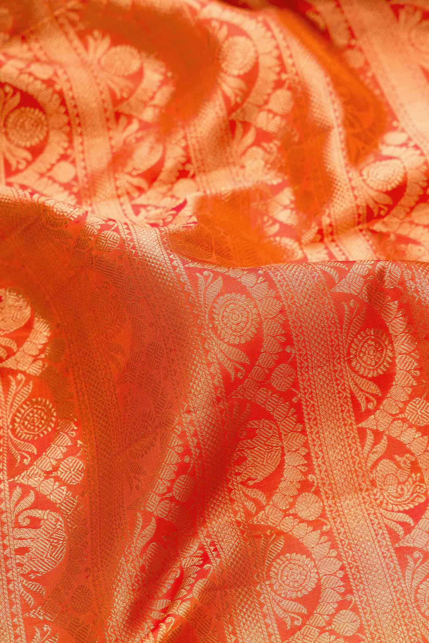 Orange Kanchipuram Silk Saree - Image 2