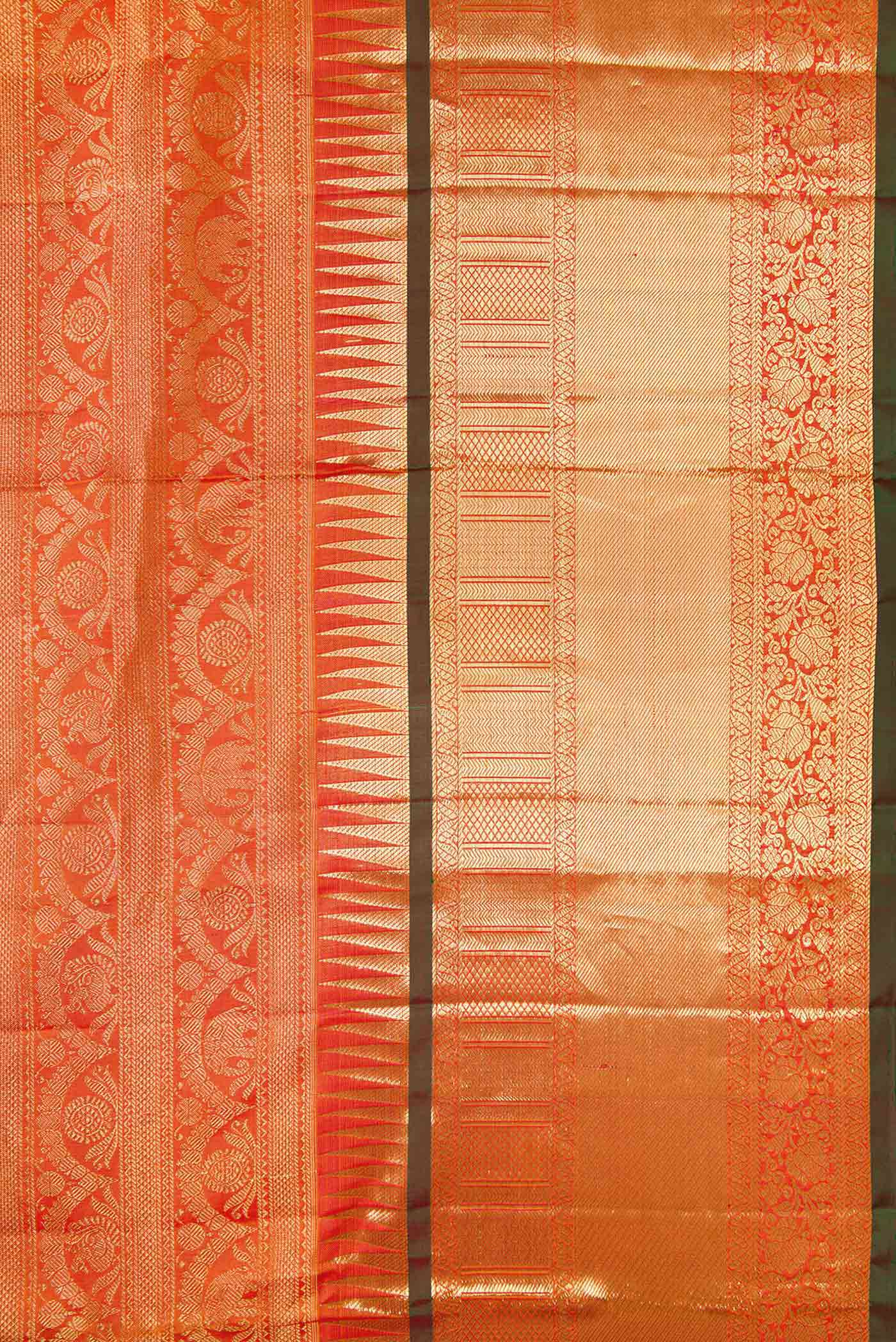 Orange Kanchipuram Silk Saree - Image 3