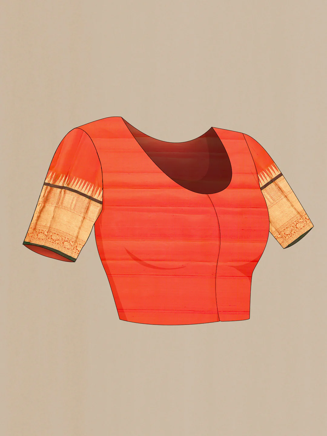 Orange Kanchipuram Silk Saree - Image 5