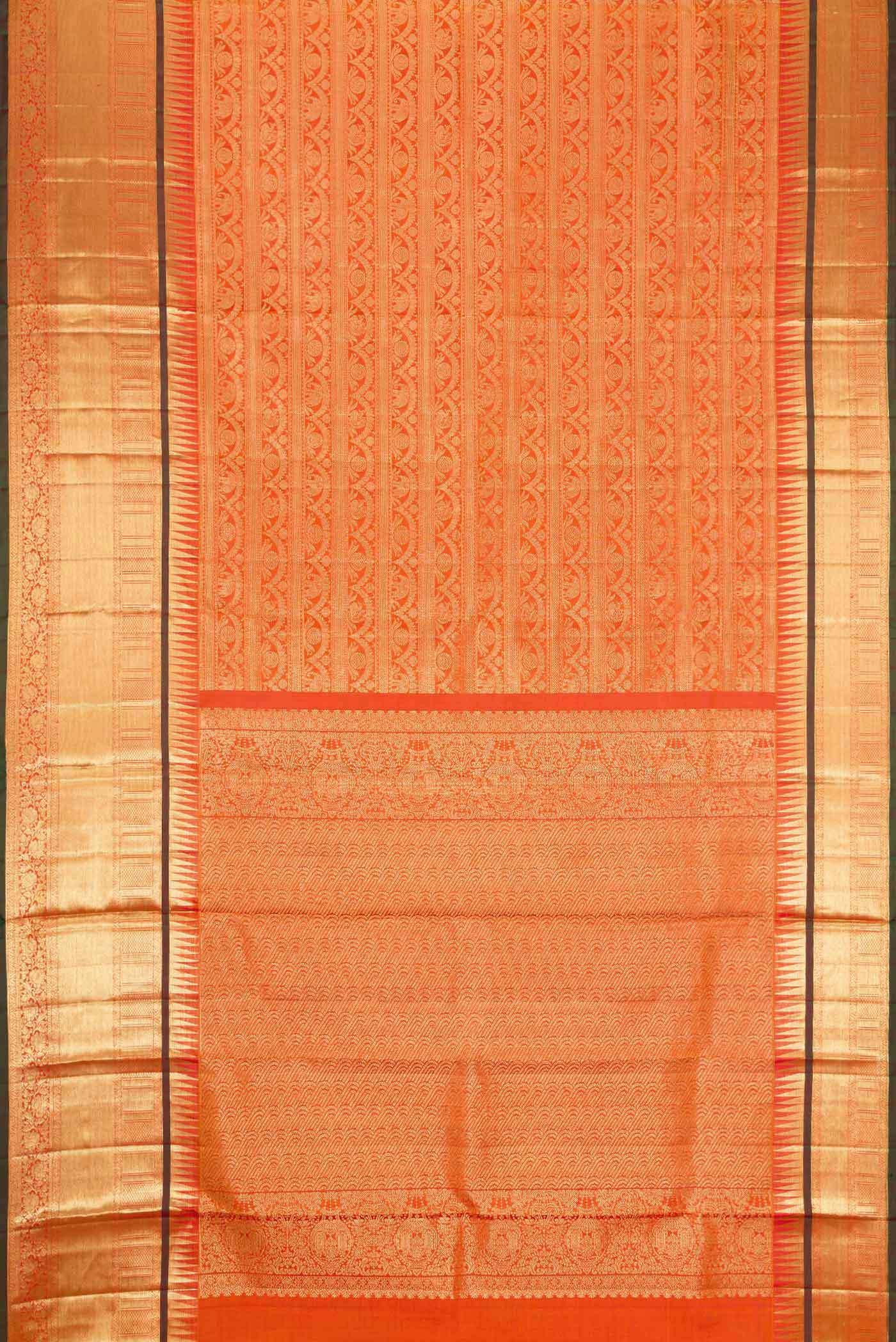 Orange Kanchipuram Silk Saree - Image 6