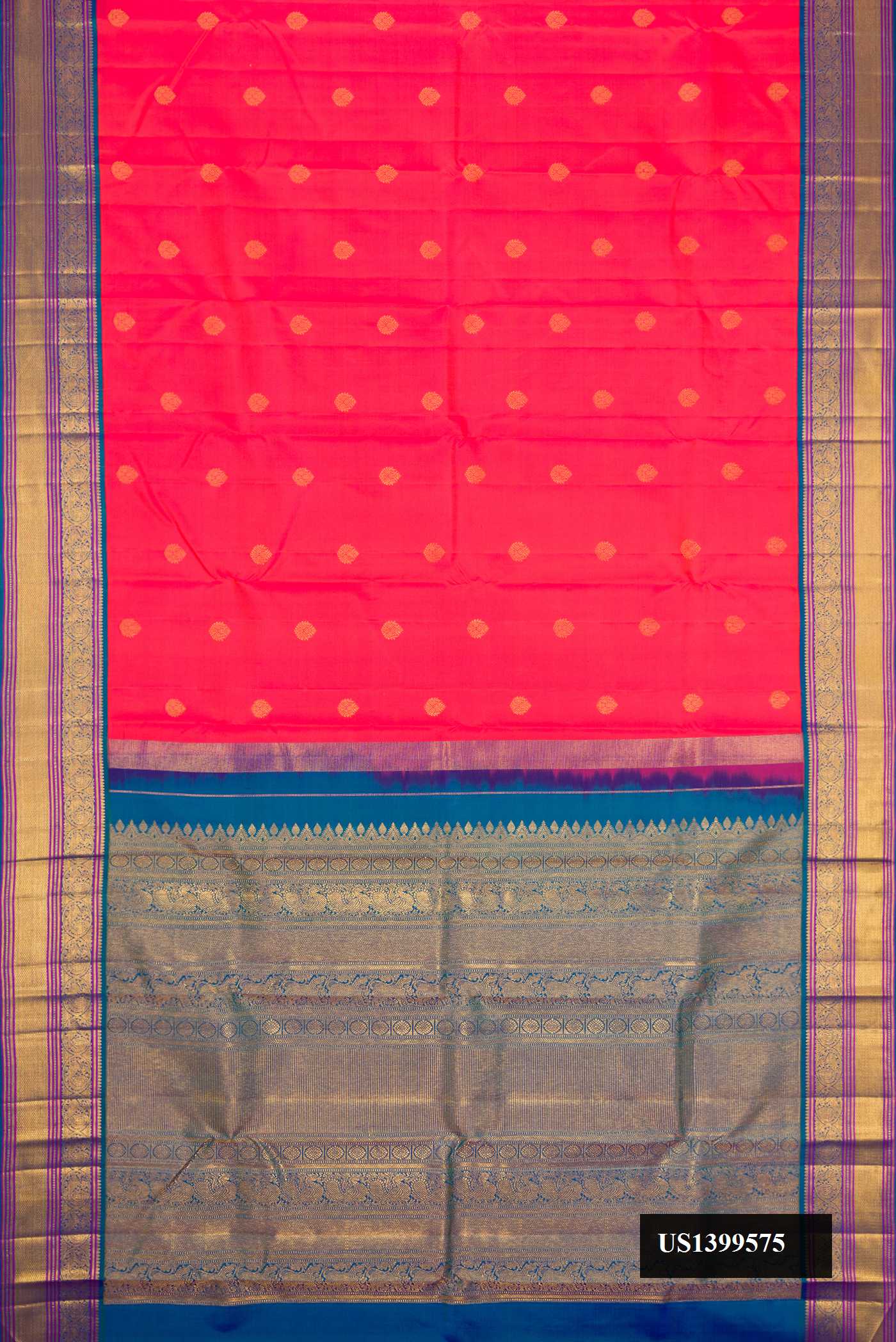 Coral Dual Tone Kanchipuram Silk Saree
