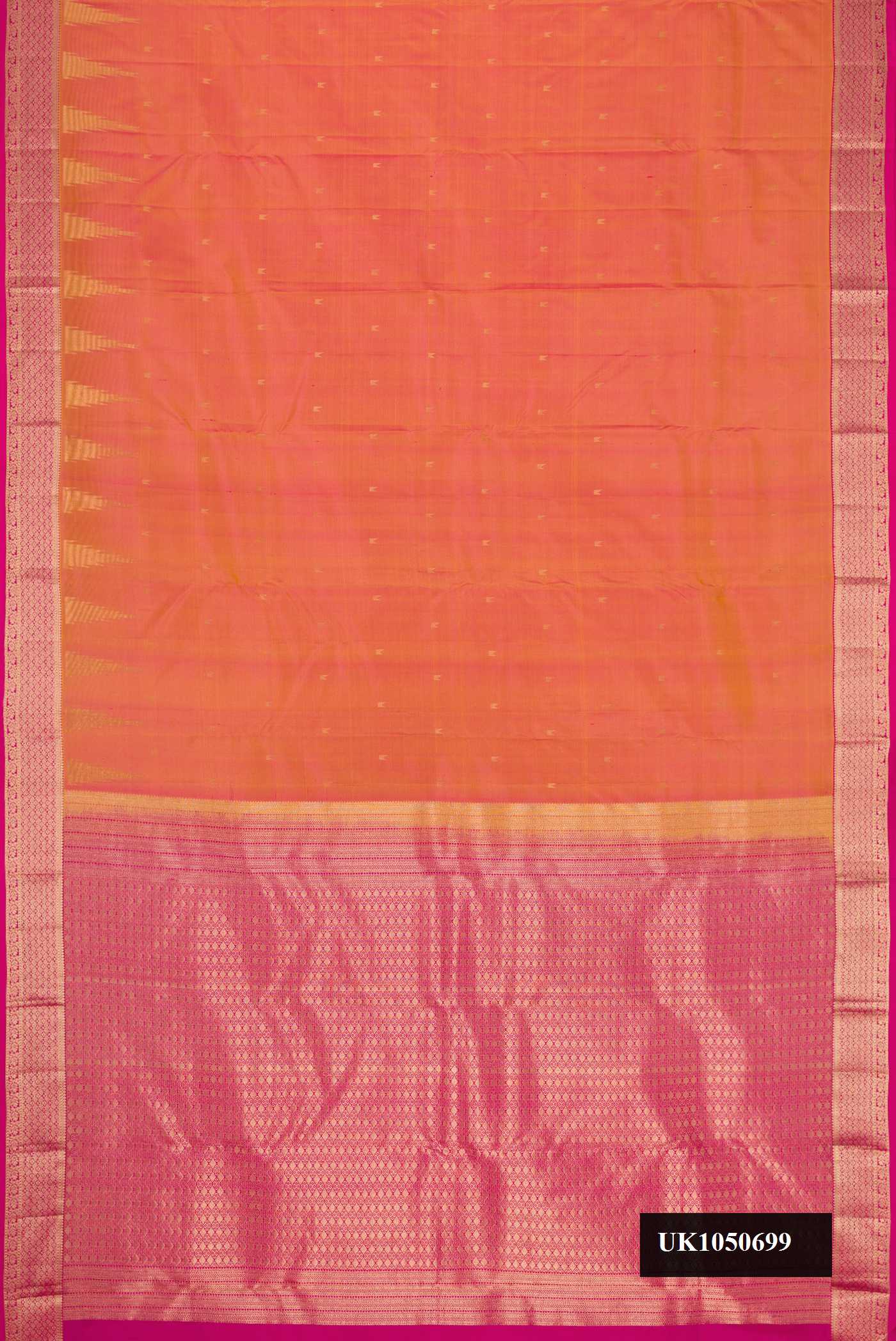 Coral Dual Tone Kanchipuram Silk Saree