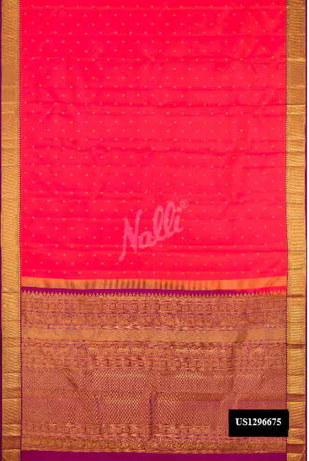 Coral Dual Tone Kanchipuram Silk Saree