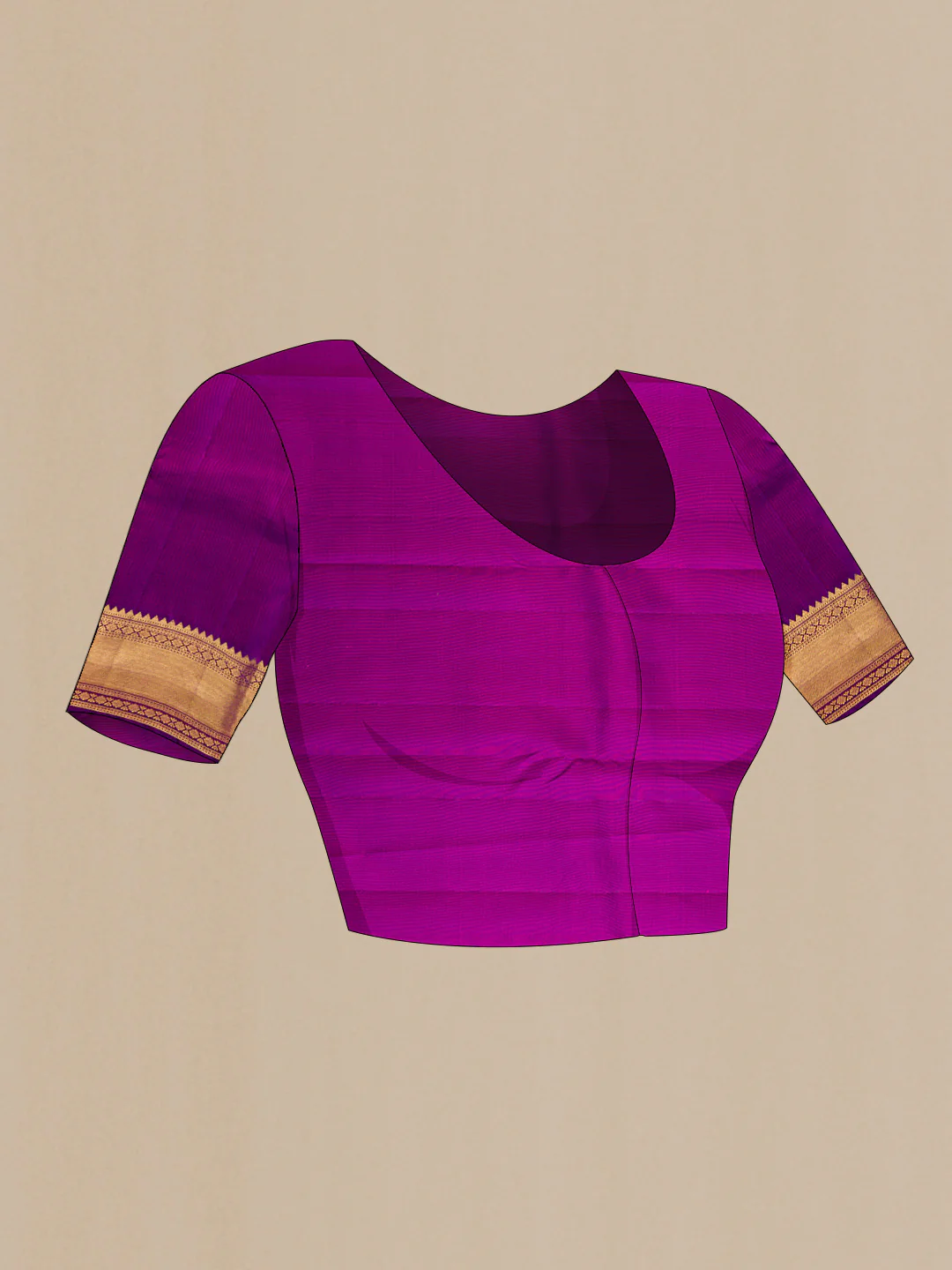 Coral Dual Tone Kanjivaram Silk Saree - Image 5