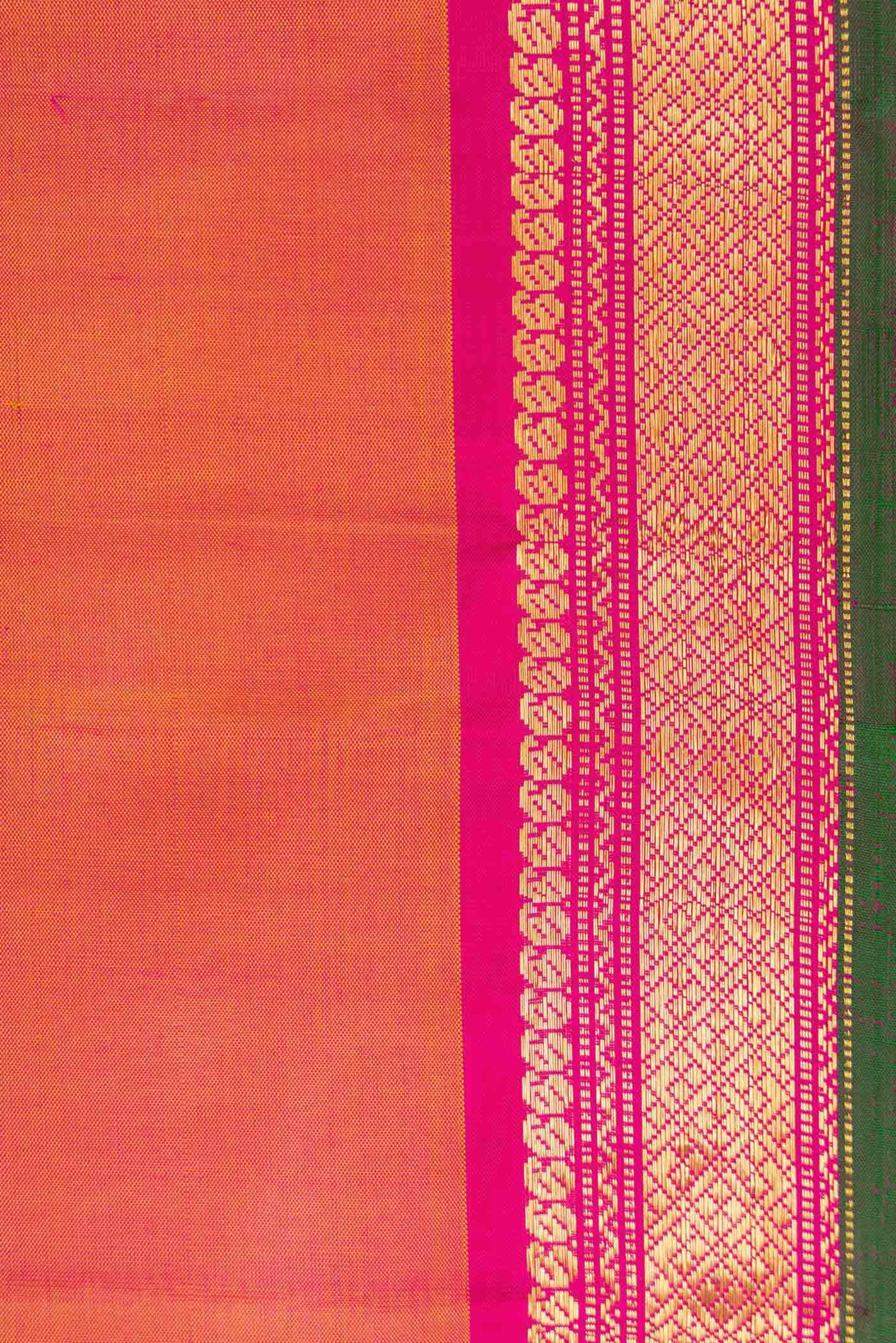Pink with Yellow Color Kanjivaram Silk Saree - Image 3
