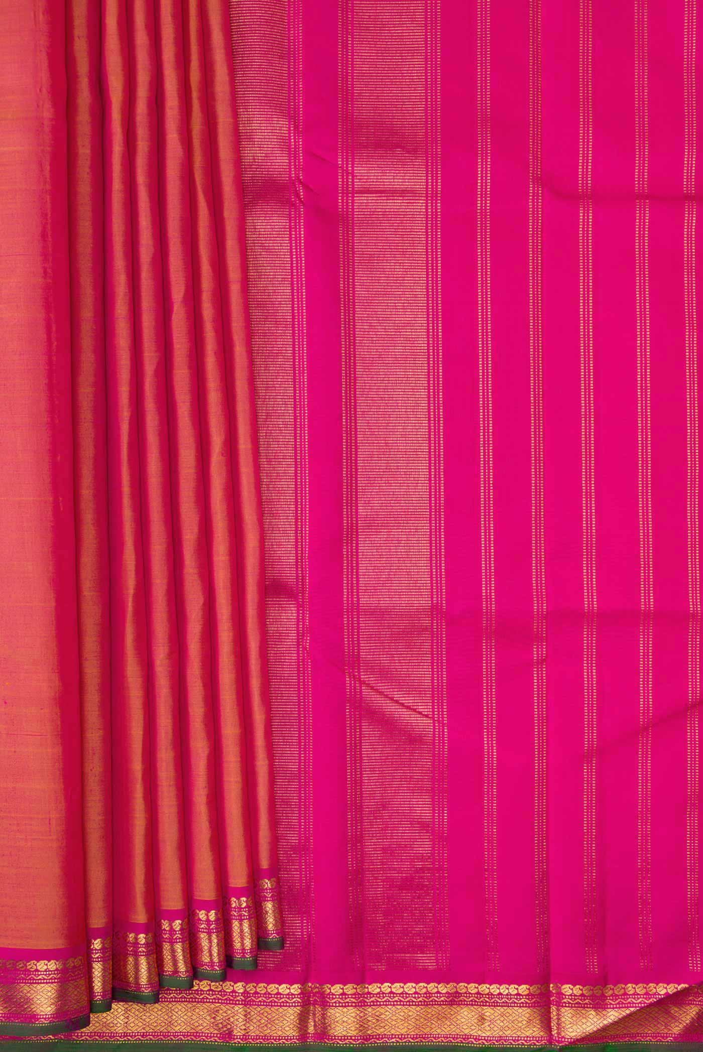 Pink with Yellow Color Kanjivaram Silk Saree - Image 4