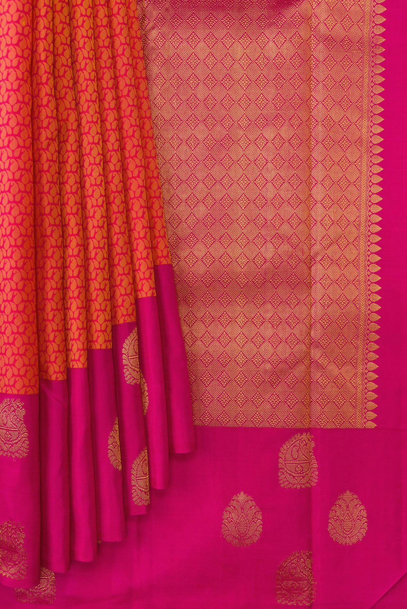 Orange Kanjivaram Silk Saree - Image 4